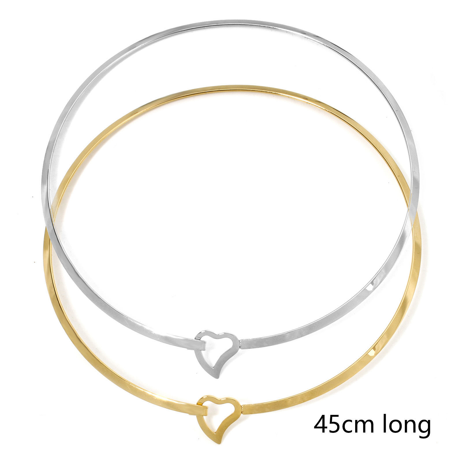 1 個 304ステンレス鋼 チョーカーネックレス 円形 ハート 45cm長さ、 チェーンサイズ: 4mm、 の画像