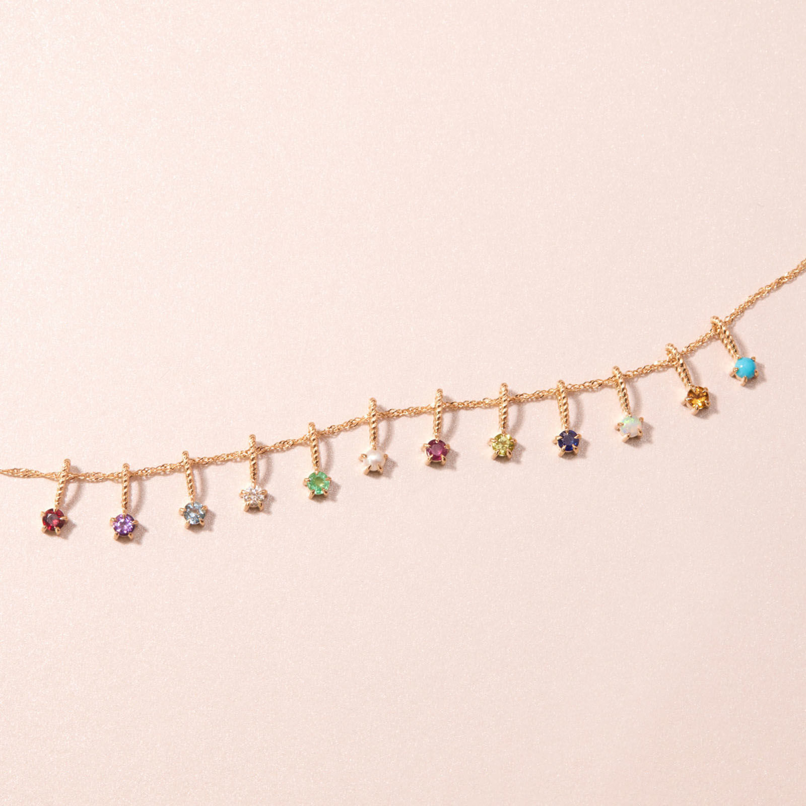 Bild von 1 Strang Vakuumbeschichtung 304 Edelstahl Monatsstein Gliederkette Kette Anhänger Halskette 18K Echtgold plattiert 45cm lang