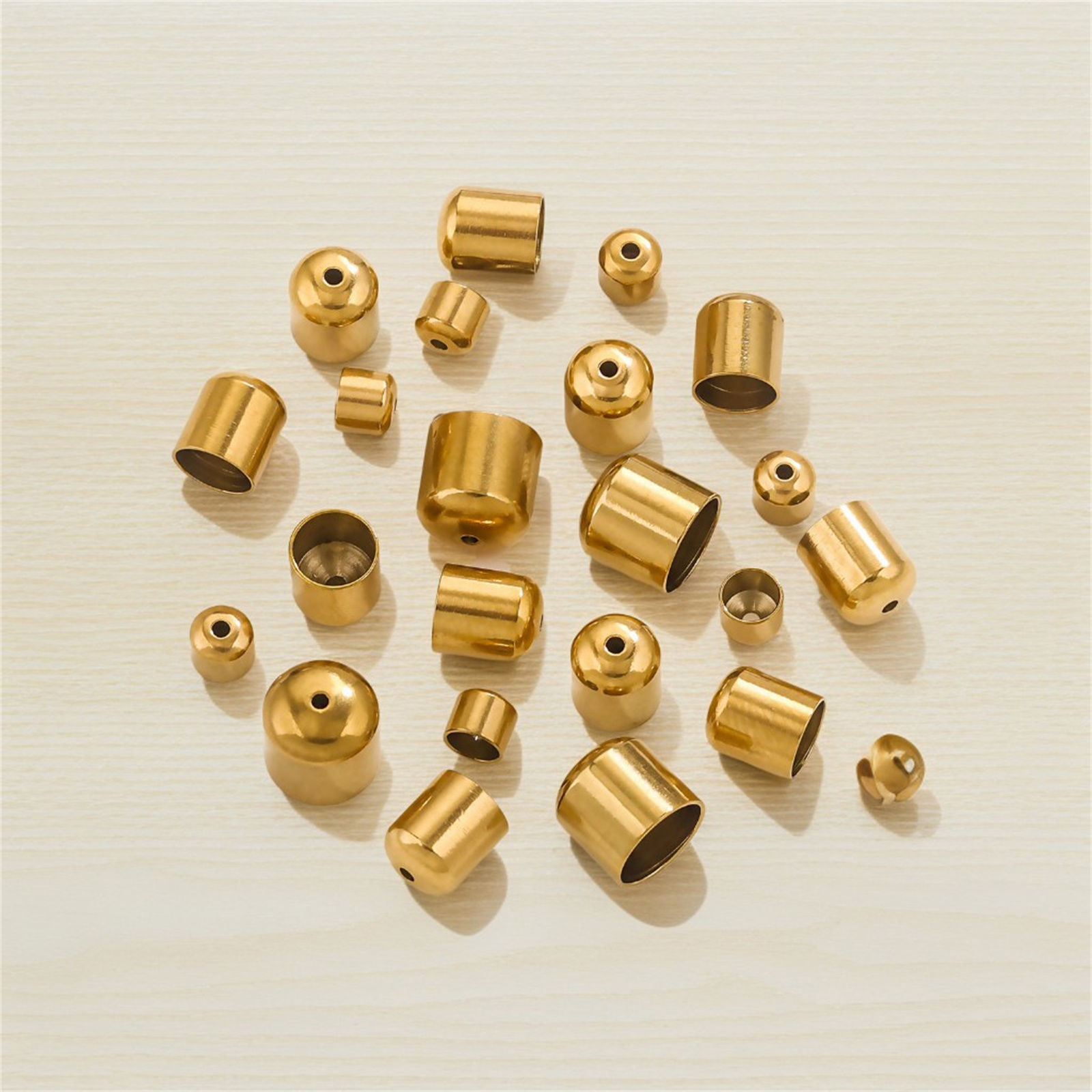 20 個 304ステンレス鋼 カツラ キャップ式留め具 エンドパーツ 紐留めパーツ 円筒形 の画像