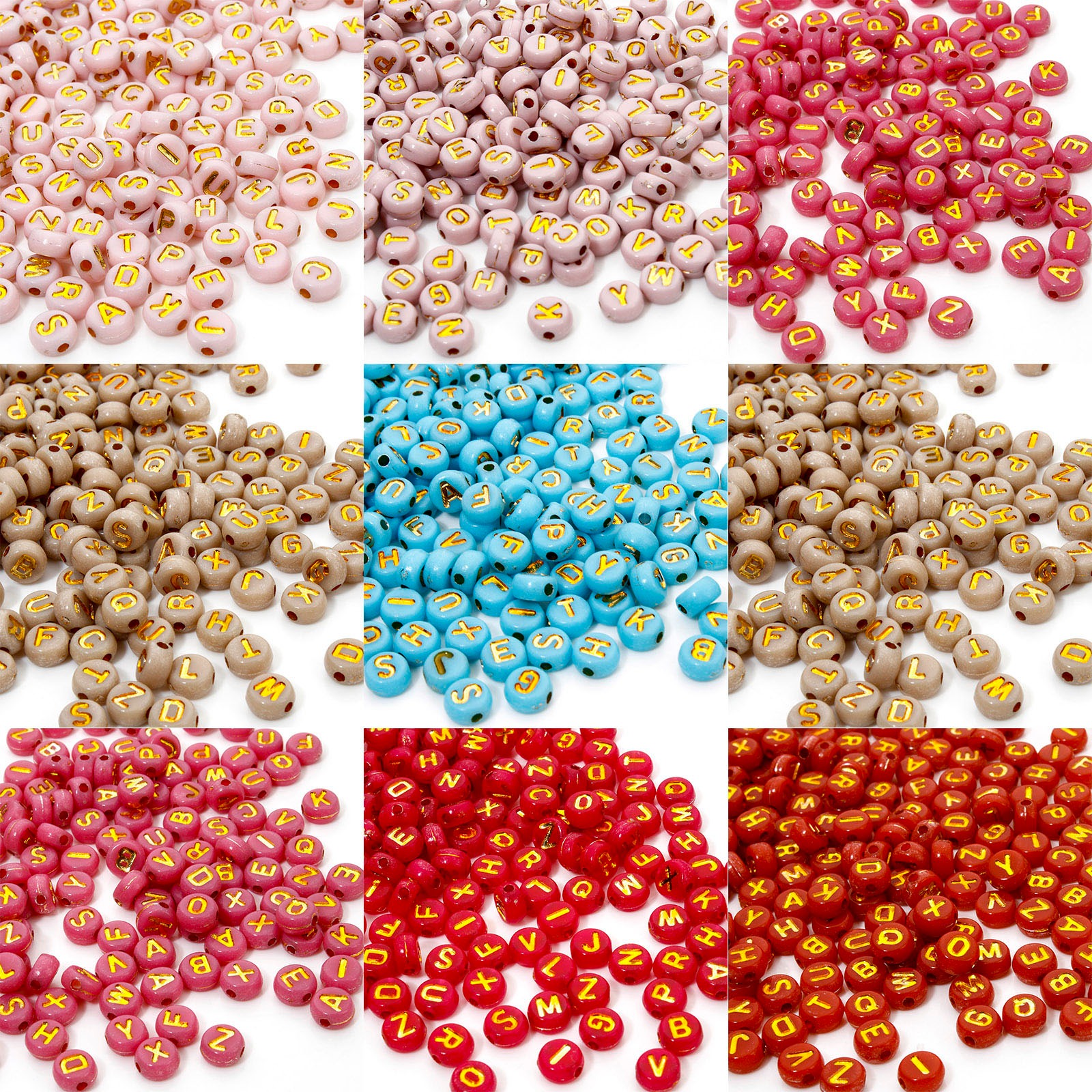 Picture of Acrylic Beads For DIY Jewelry Making Multicolor Round At Random Mixed Message " A-Z " Enamel About 7mm Dia., Hole: Approx 1.5mm
