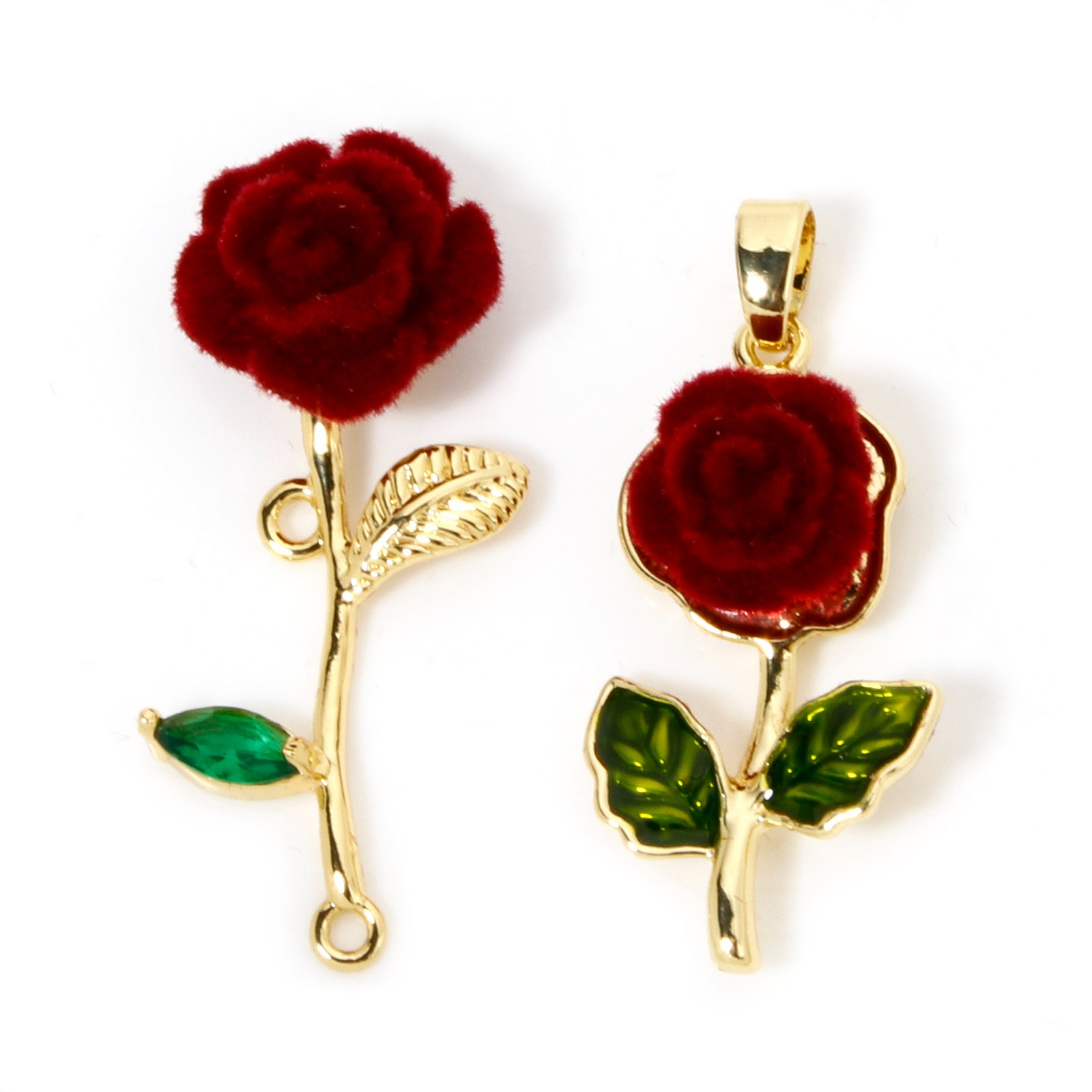 Bild von 1 Stück Messing Valentinstag Anhänger Echtgold plattiert Rose 3D