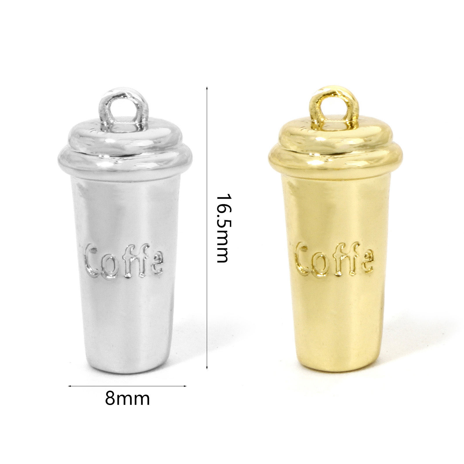 Picture of Brass Charms Multicolor Cup Coffee Message " COFFEE " 3D 16.5mm x 8mm