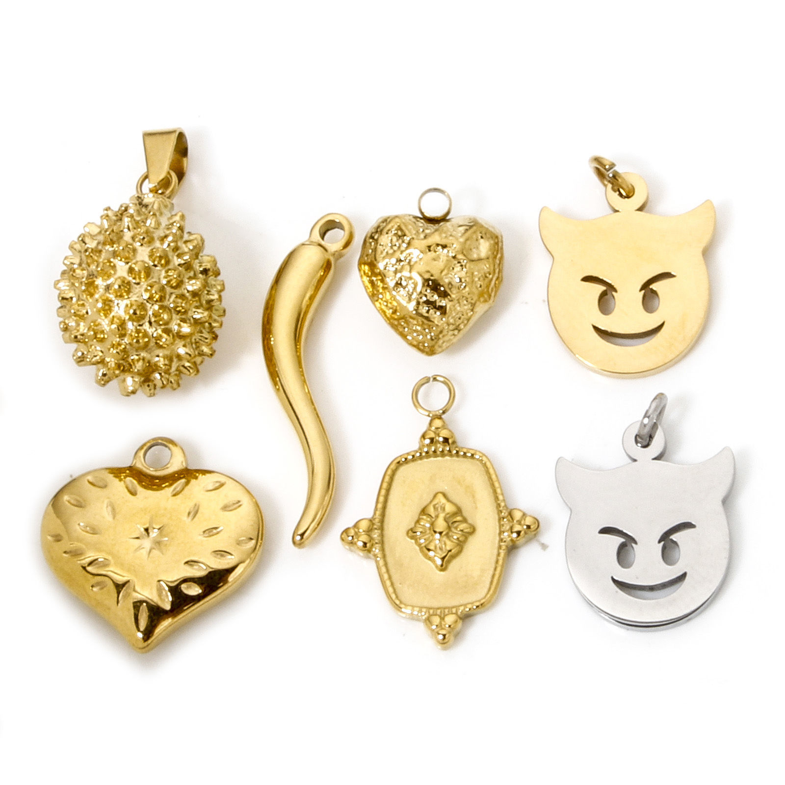 Picture of Vacuum Plating 304 Stainless Steel Simple Charms Multicolor Halloween Devil Hollow