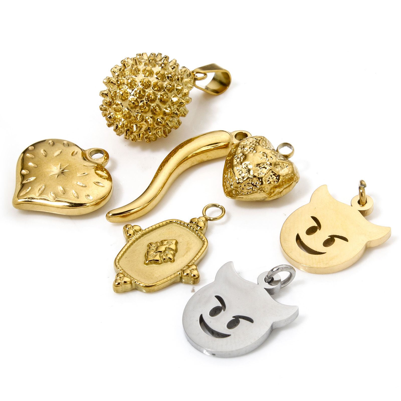 Picture of Vacuum Plating 304 Stainless Steel Simple Charms Multicolor Halloween Devil Hollow