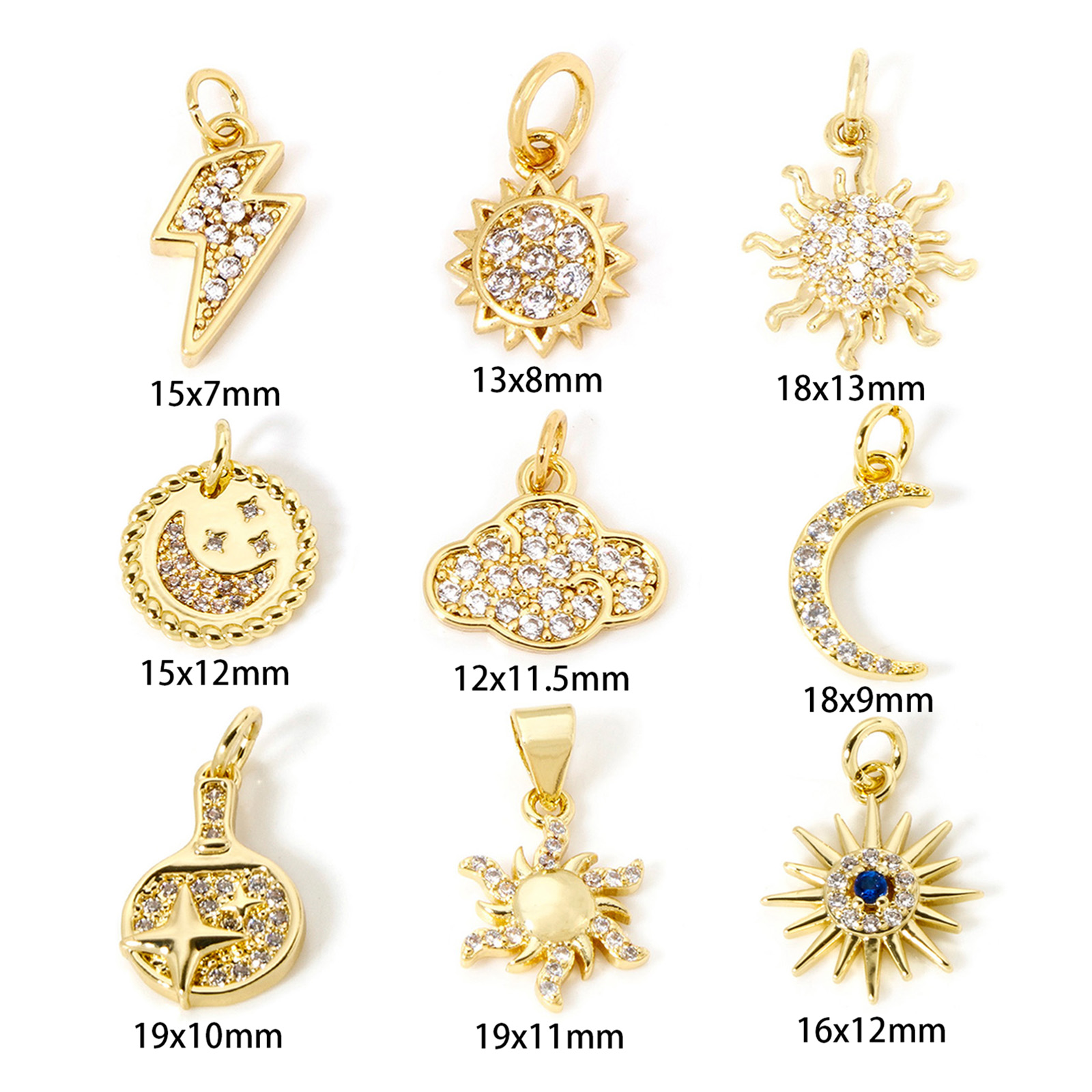 Picture of Brass Galaxy Charms 18K Gold Plated Sun