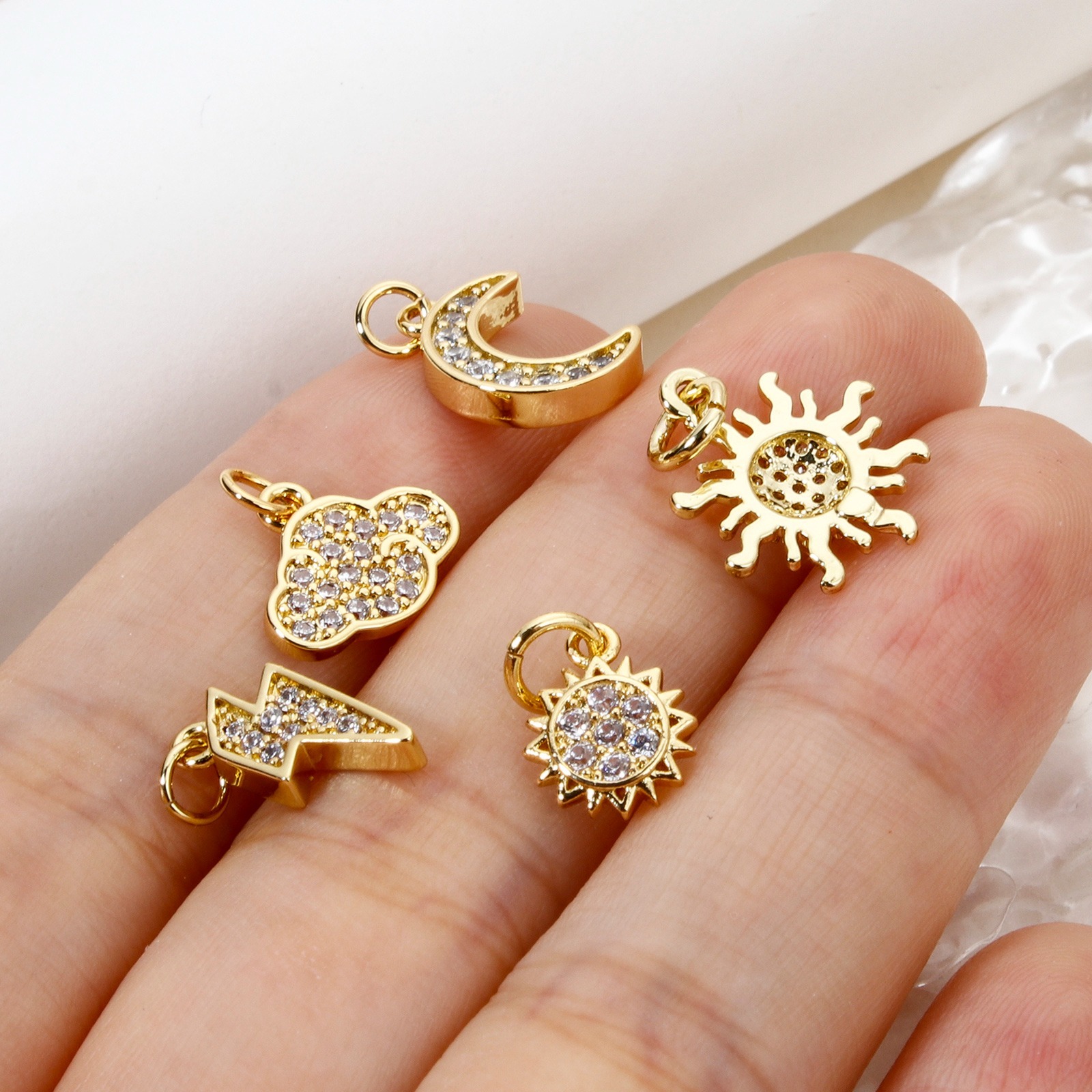 Picture of Brass Galaxy Charms 18K Gold Plated Sun