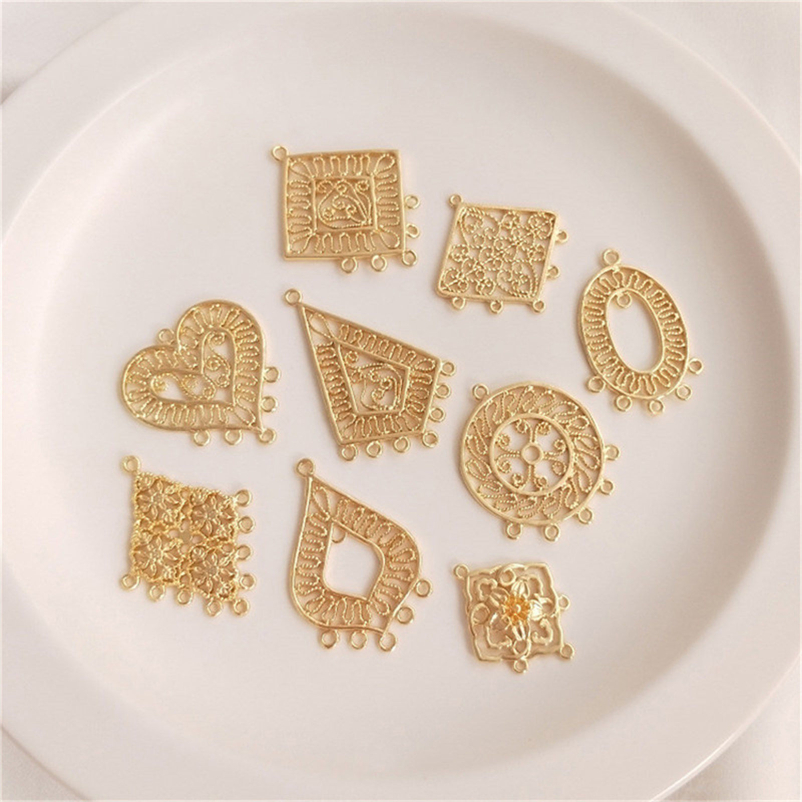 Picture of Eco-friendly Brass Geometric Chandelier Connectors 14K Real Gold Plated Hollow