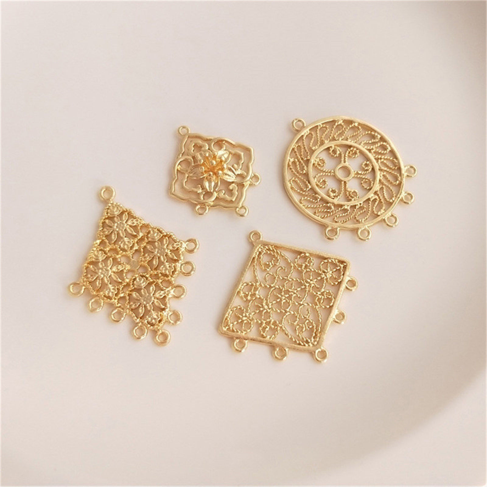 Picture of Eco-friendly Brass Geometric Chandelier Connectors 14K Real Gold Plated Hollow