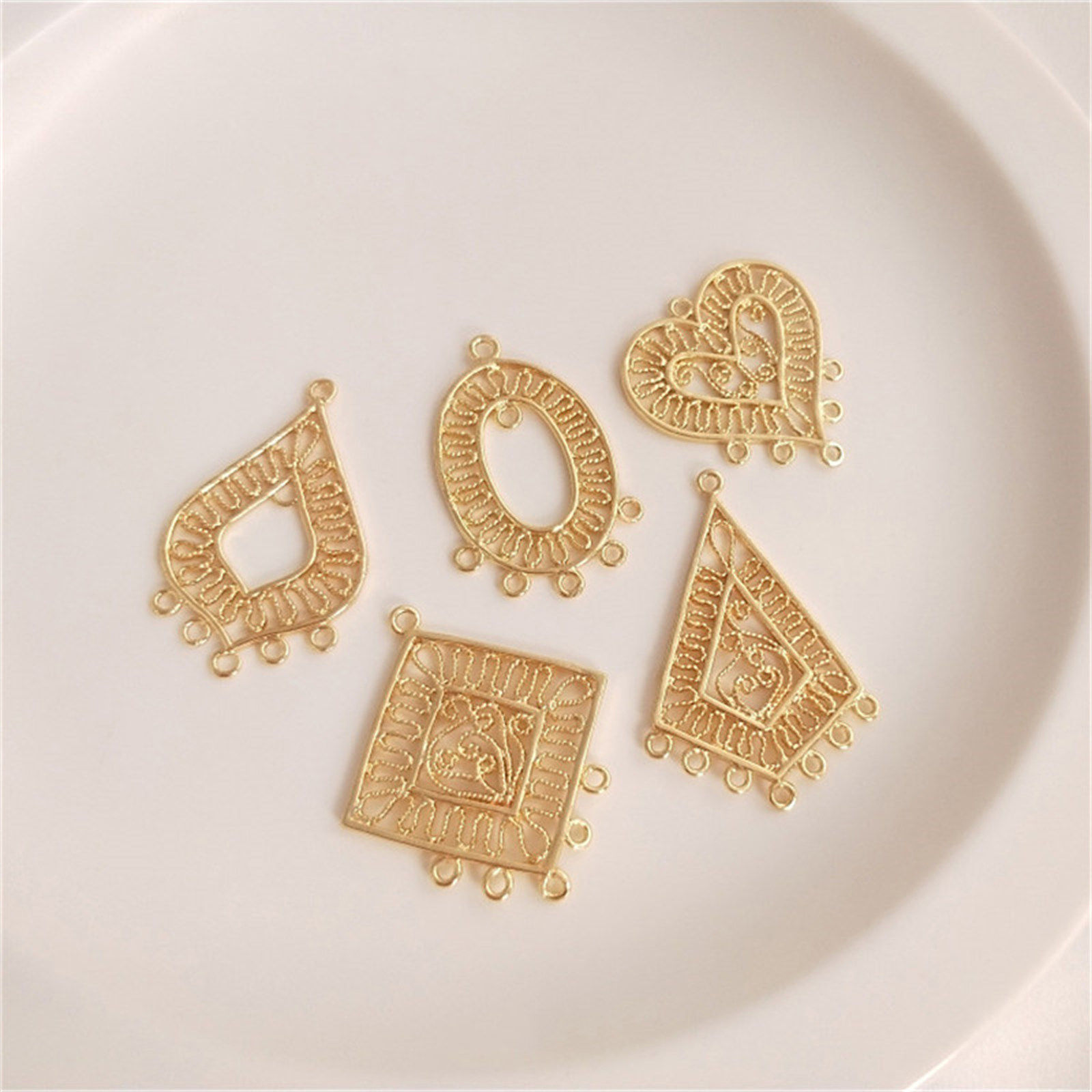 Picture of Eco-friendly Brass Geometric Chandelier Connectors 14K Real Gold Plated Hollow