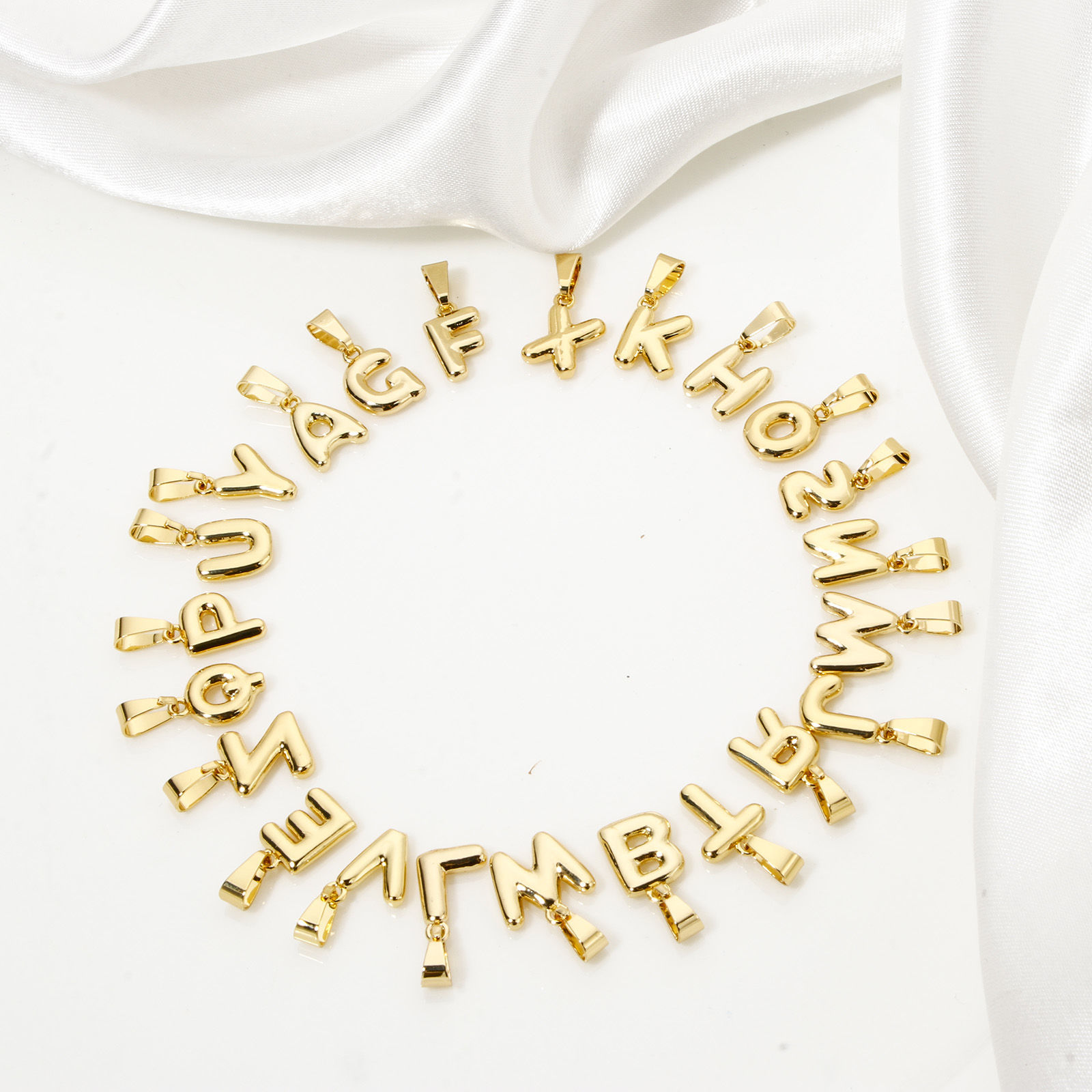 Picture of Brass Charm Pendant 18K Gold Plated Capital Alphabet Initial Letter