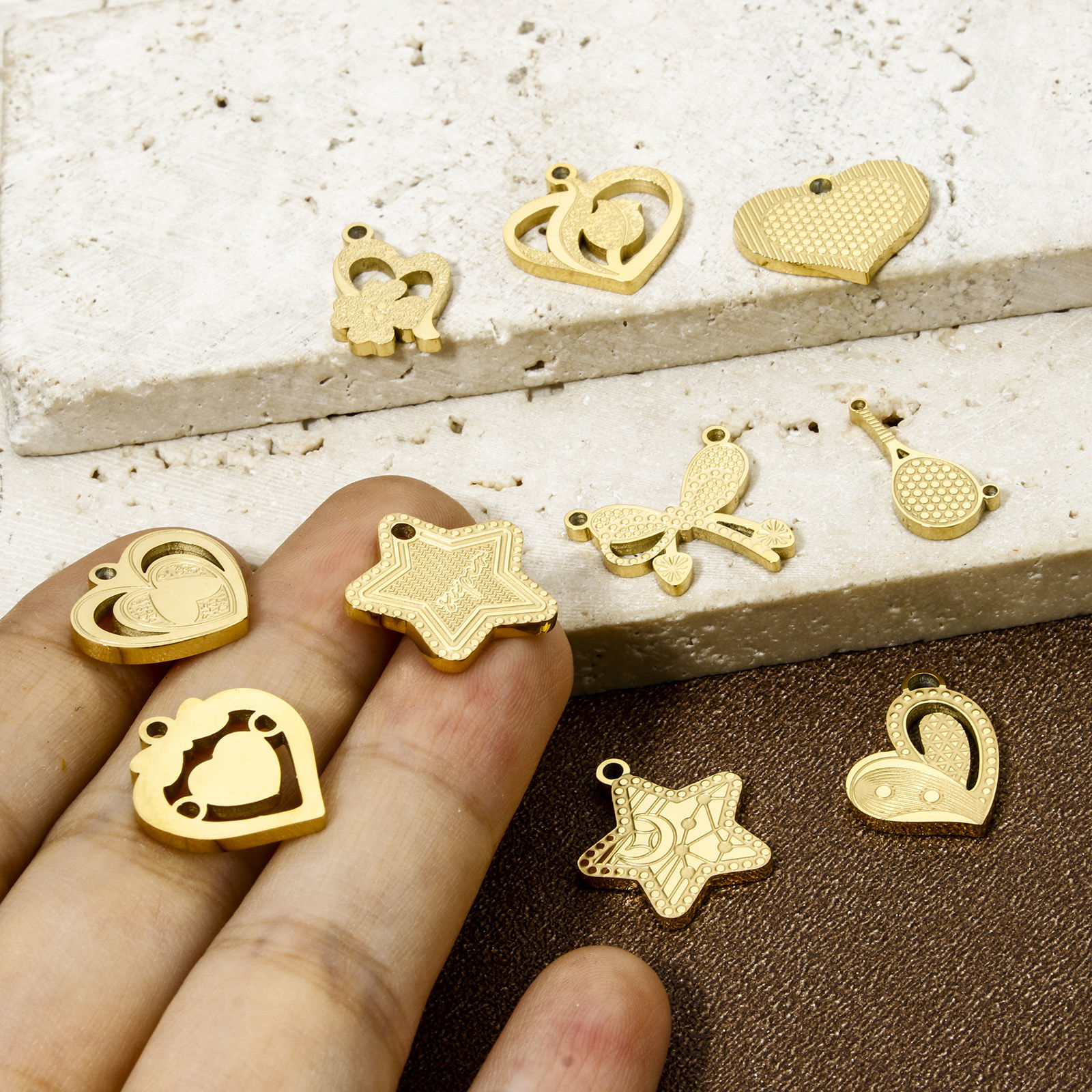 Picture of Vacuum Plating 304 Stainless Steel Charms 18K Gold Plated