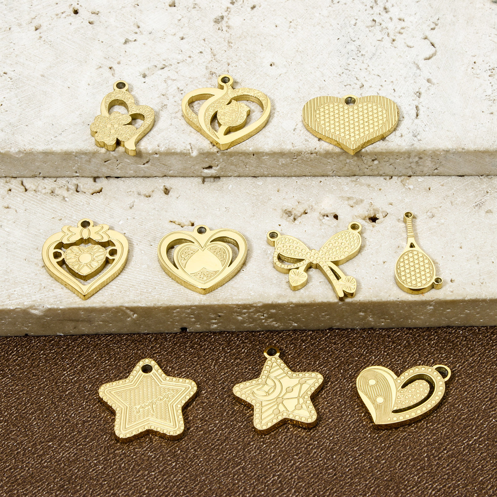 Picture of Vacuum Plating 304 Stainless Steel Charms 18K Gold Plated