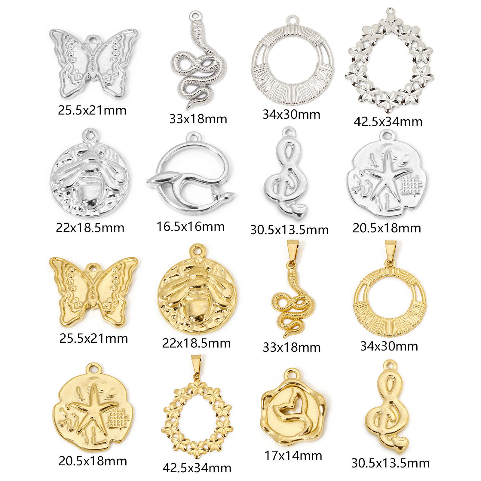 Picture of 304 Stainless Steel Charmes Multicolor Butterfly Animal Bee