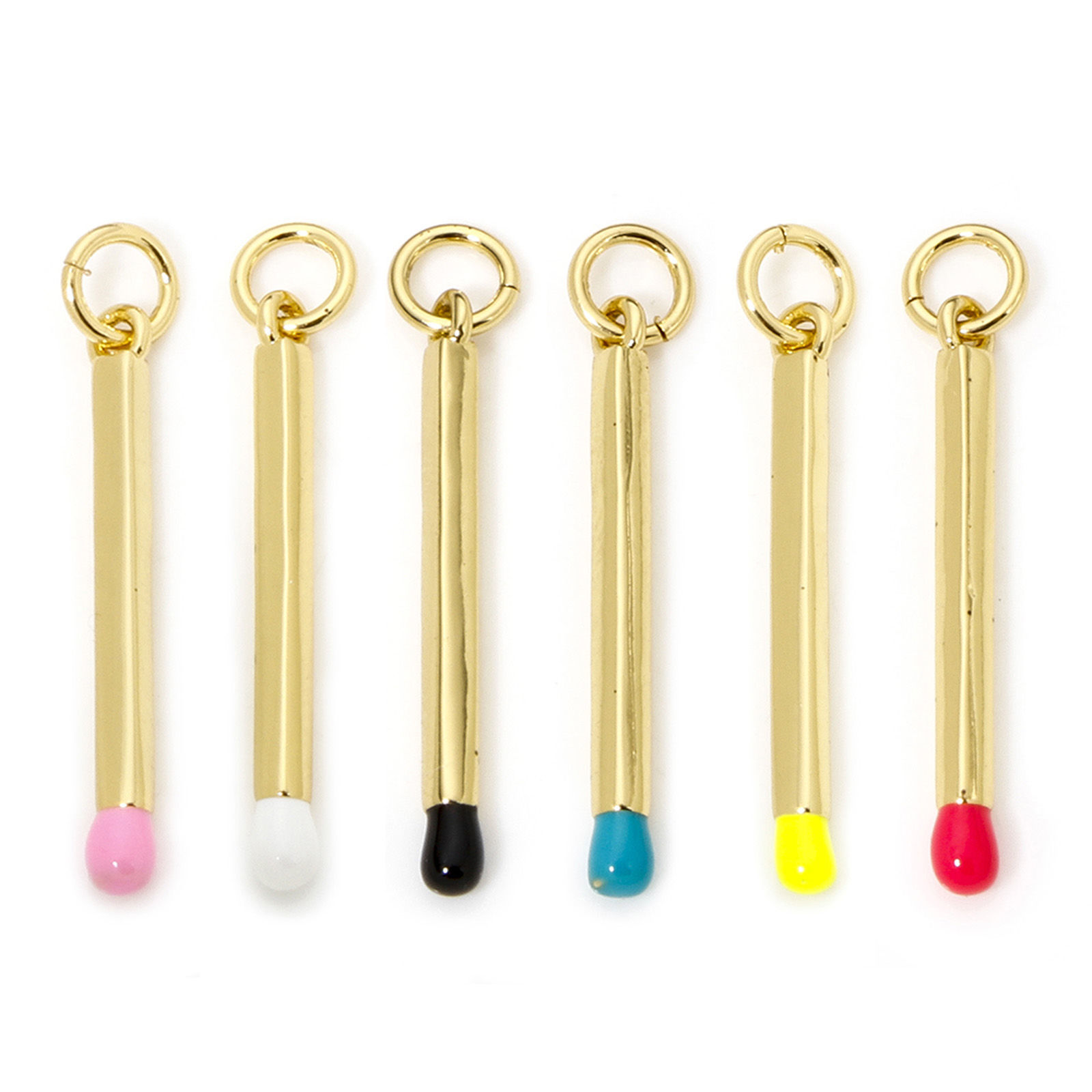 Picture of Eco-friendly Brass Charms 18K Real Gold Plated Multicolor Enamel Match 3D 27mm x 2mm