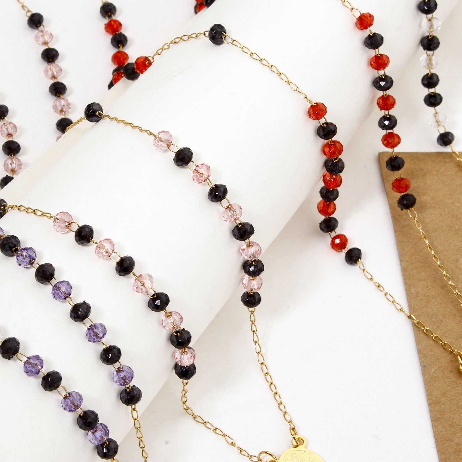 Picture of 304 Stainless Steel Religious Prayer Beads Rosary Necklace Gold Plated Cross Virgin Mary 52cm(20.5") long
