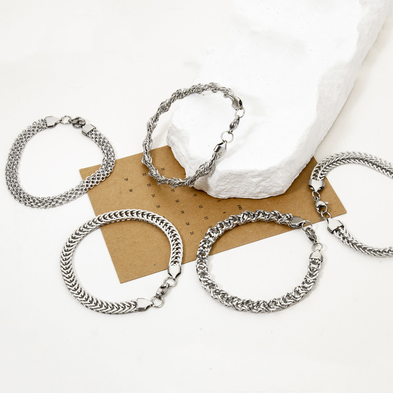 Immagine di 1 Pz 304 Acciaio Inossidabile Di uomini Braccialetti Tono Argento Con Aragosta Fermagli Fibbia
