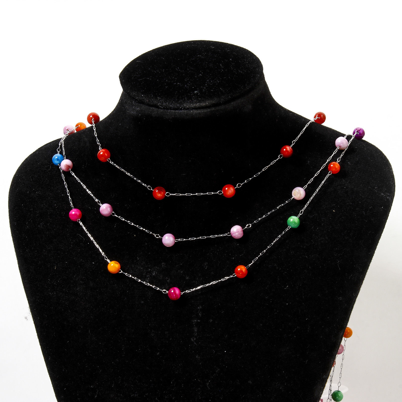 Picture of 304 Stainless Steel & Natural Shell Beaded Chain For Handmade DIY Jewelry Making Findings Round Silver Tone