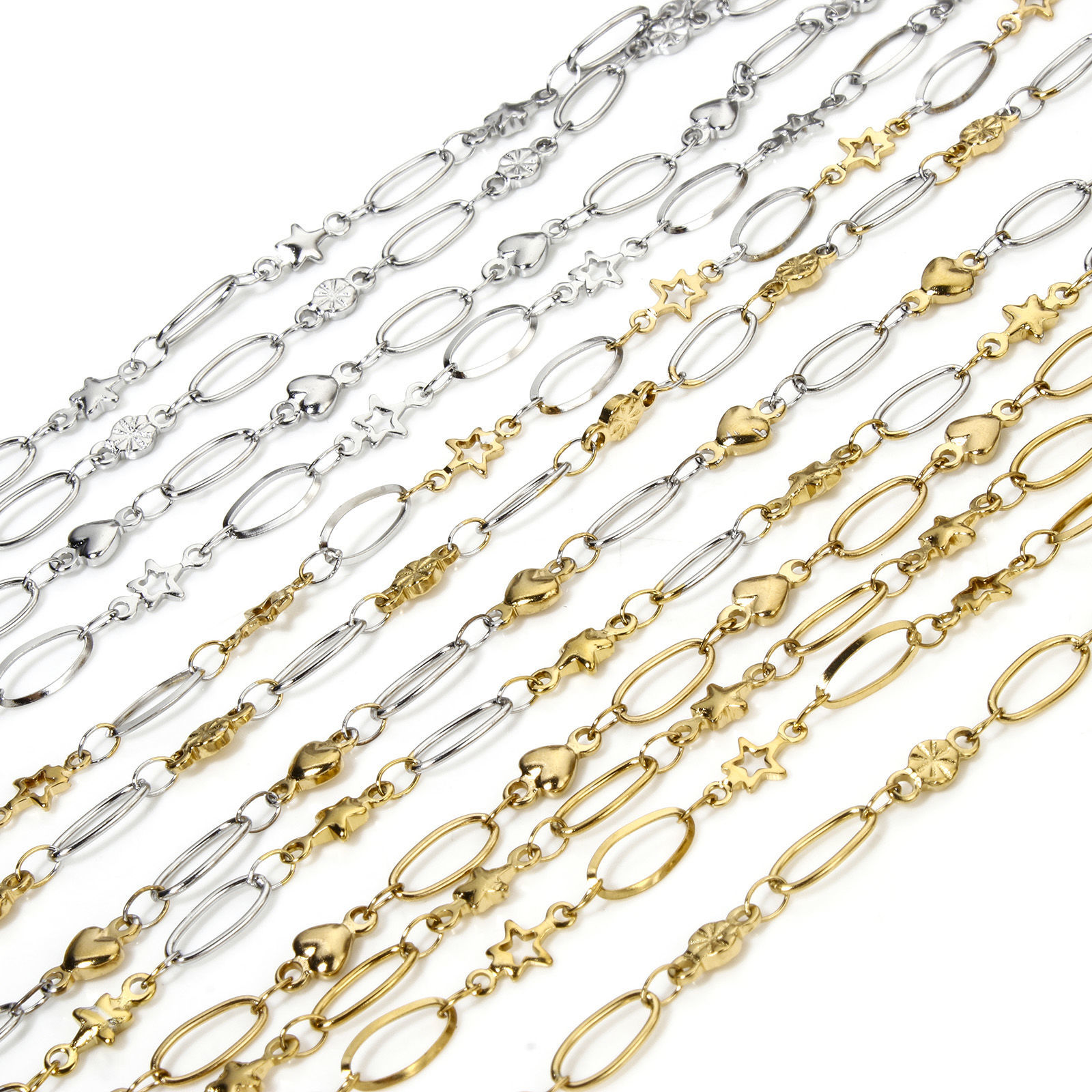 Picture of 304 Stainless Steel Handmade Link Chain For Handmade DIY Jewelry Making Findings 4mm