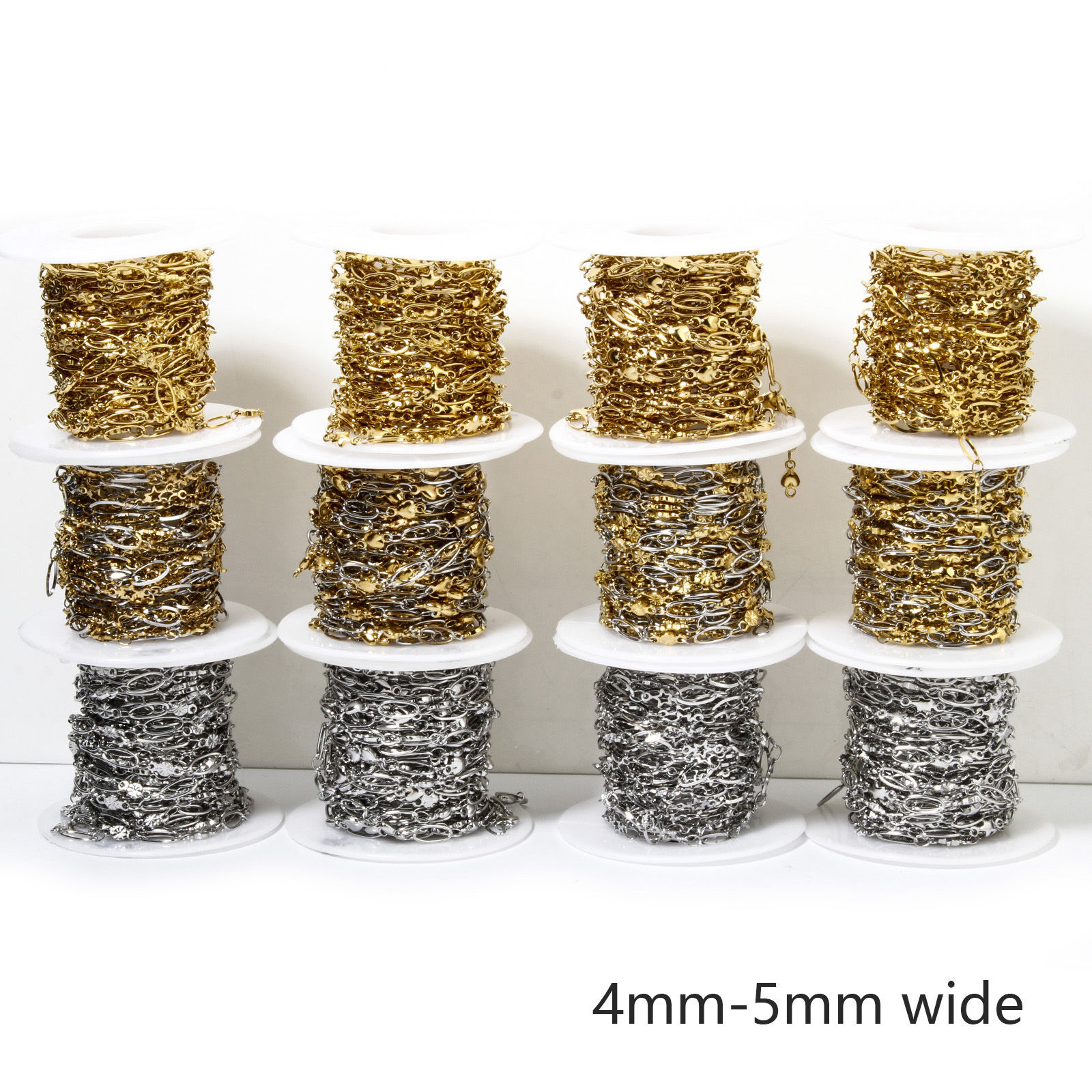 Picture of 304 Stainless Steel Handmade Link Chain For Handmade DIY Jewelry Making Findings 4mm