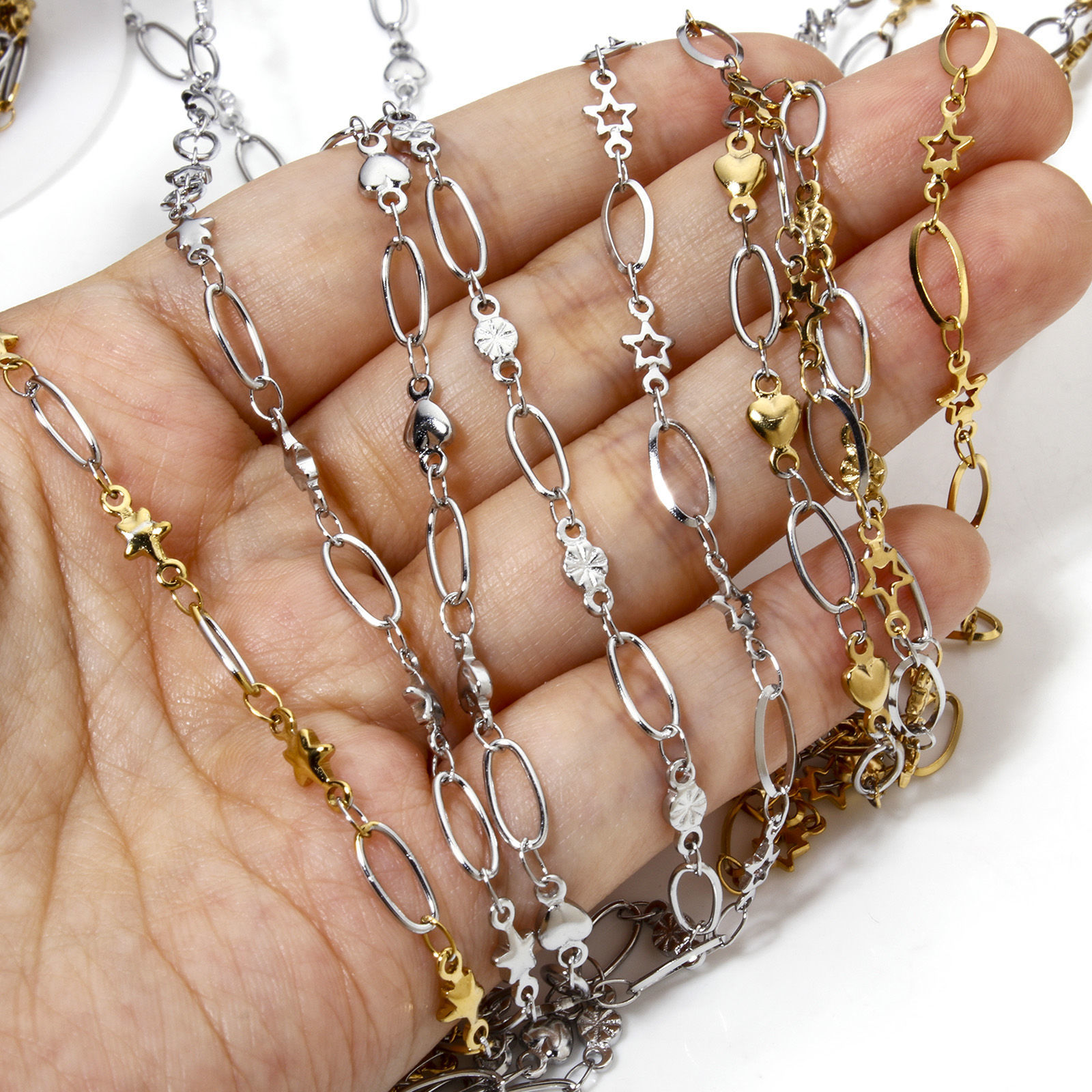 Picture of 304 Stainless Steel Handmade Link Chain For Handmade DIY Jewelry Making Findings 4mm