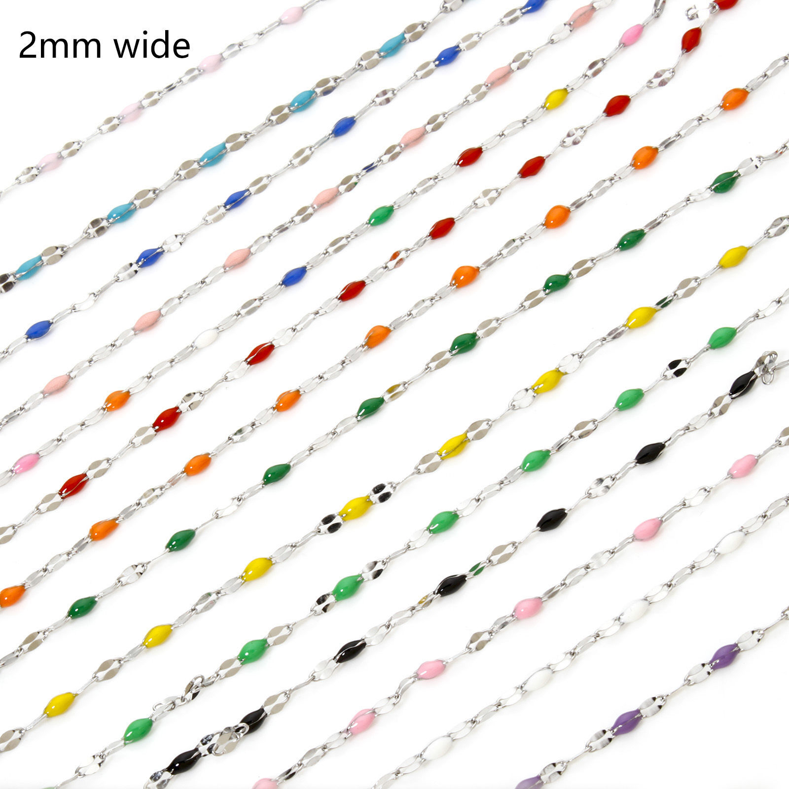 Picture of 304 Stainless Steel Enamel Lips Chain For Handmade DIY Jewelry Making Findings Silver Tone 2mm