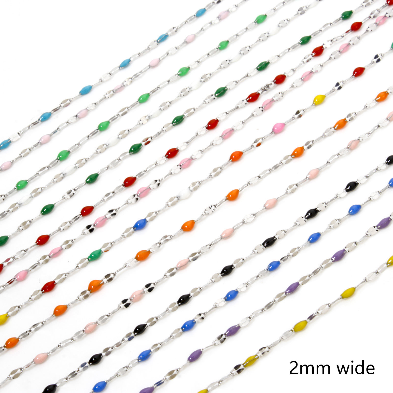 Picture of 304 Stainless Steel Enamel Lips Chain For Handmade DIY Jewelry Making Findings Silver Tone 2mm