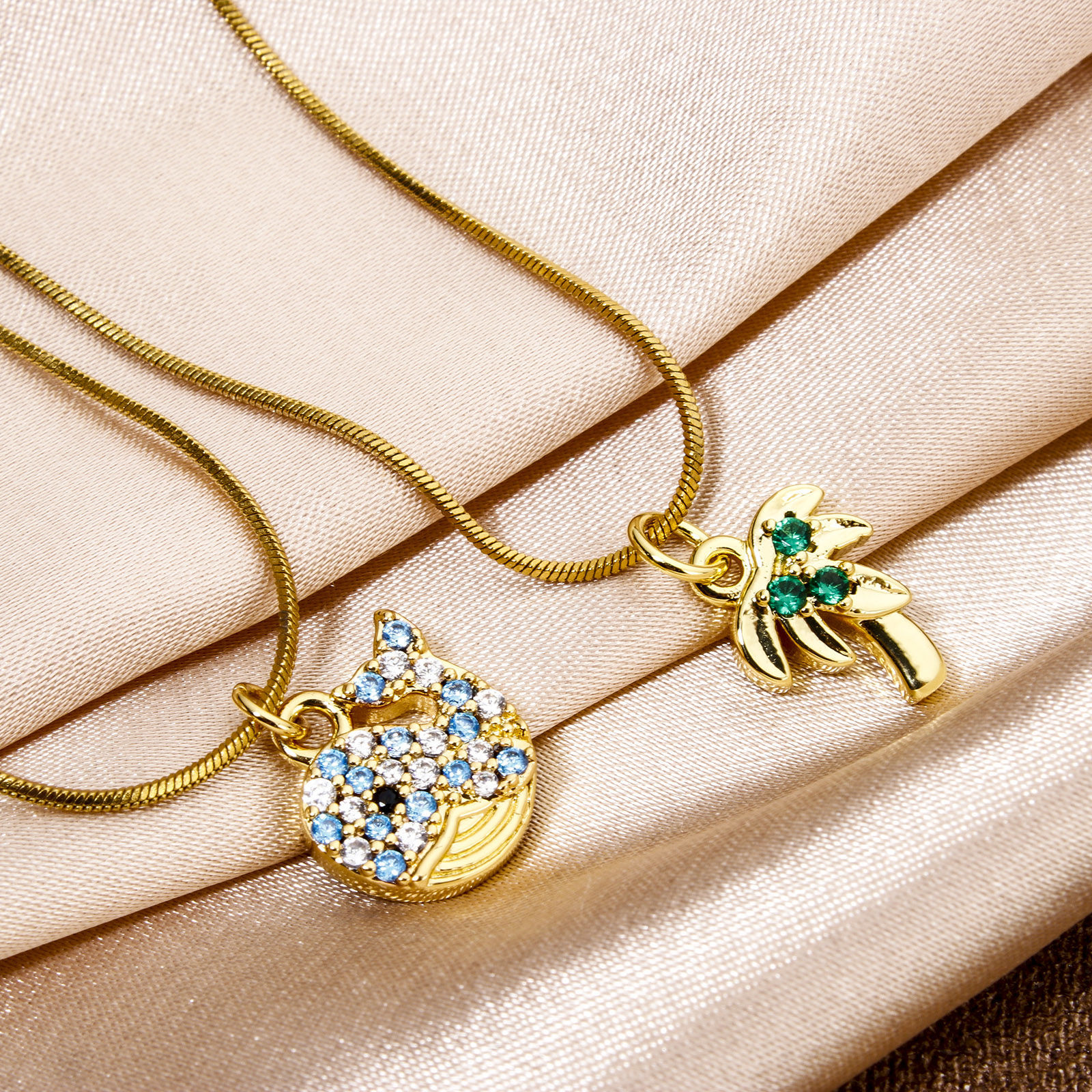 Image de 1 Pièce Breloques en Laiton Respectueux de la Nature Fruits Plaqué Or Véritable 18K Arbres Micro Pave