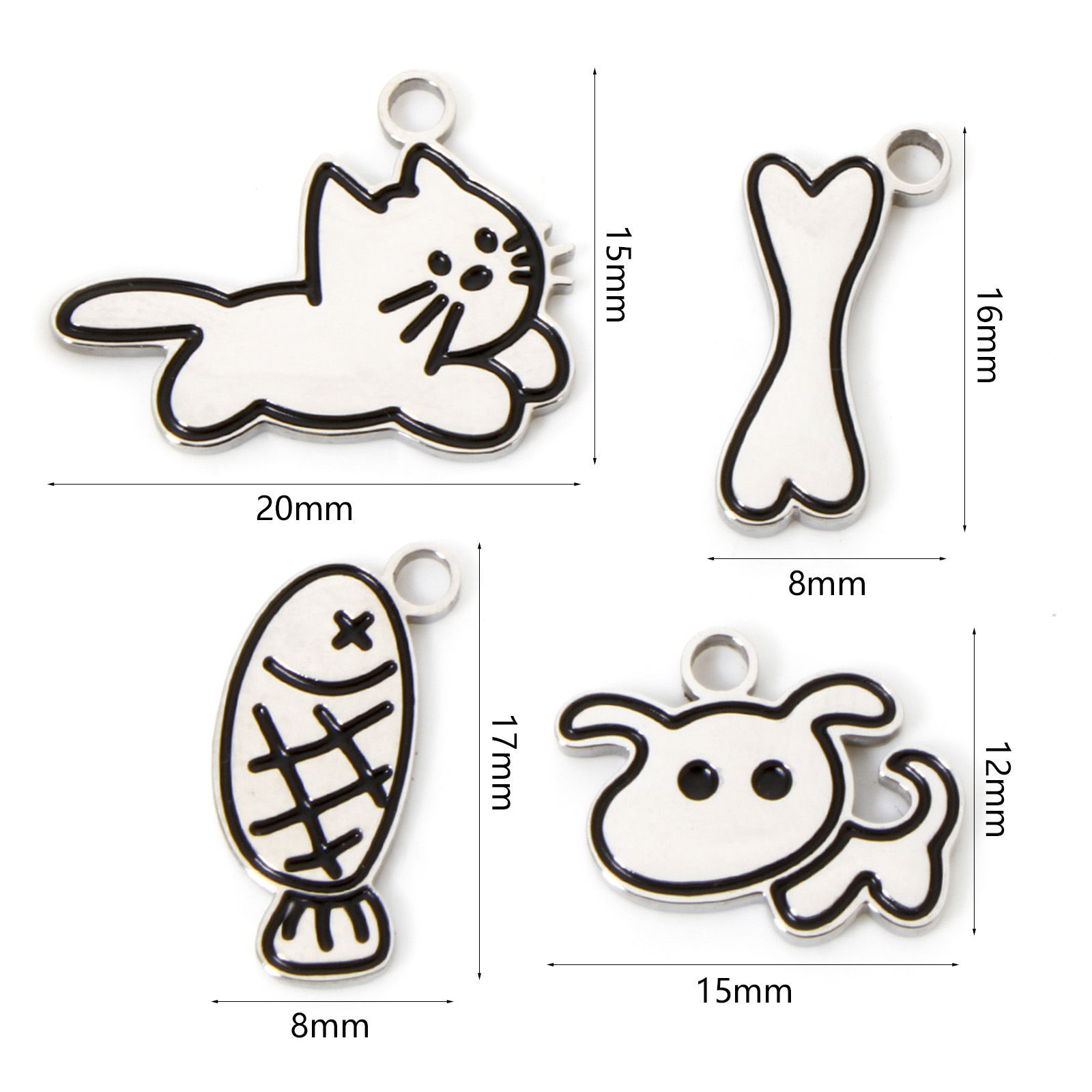 Image de 2 Pcs Breloques en 304 Acier Inoxydable Mémorial d'Animaux Domestiques Argent Mat Corrosion