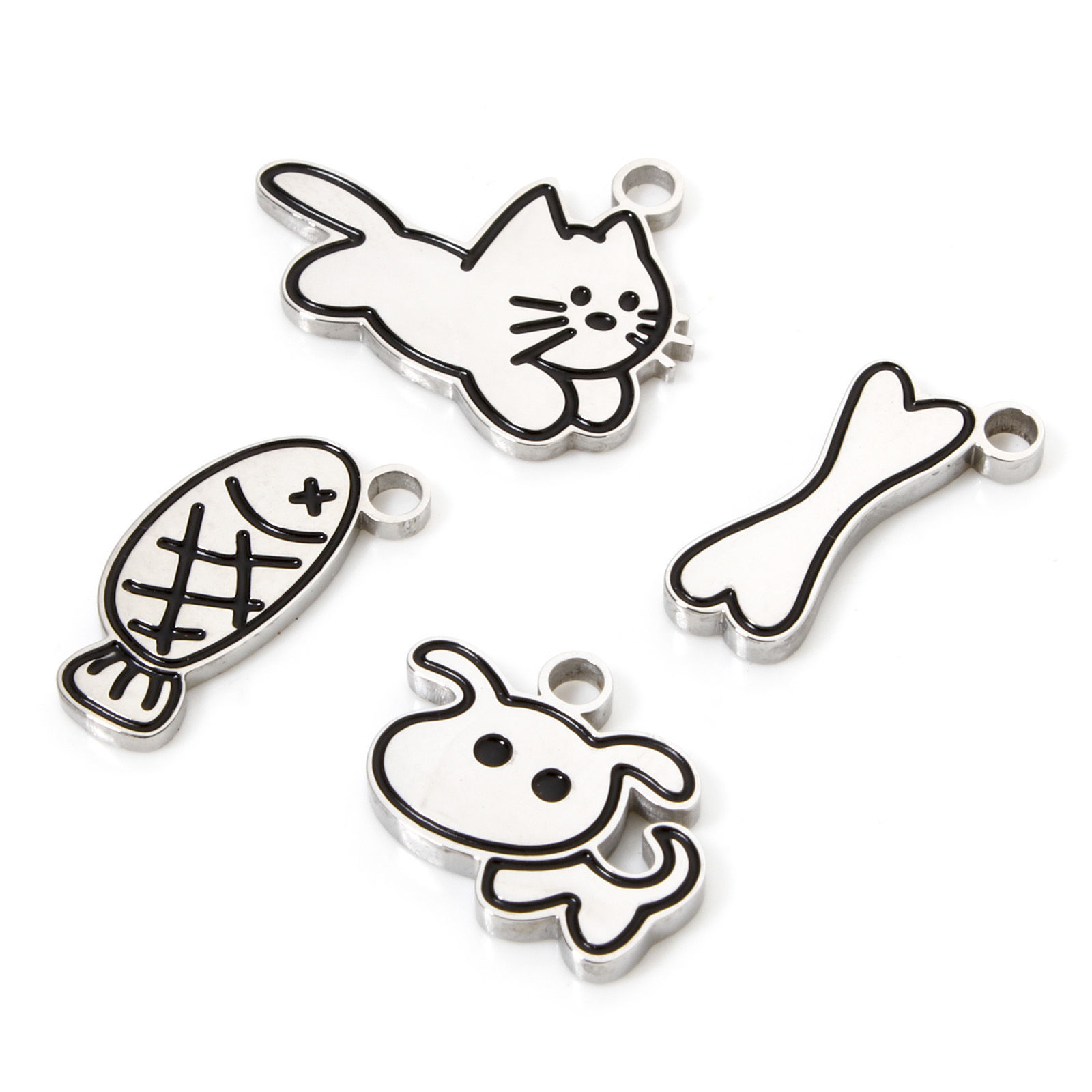 Image de 2 Pcs Breloques en 304 Acier Inoxydable Mémorial d'Animaux Domestiques Argent Mat Corrosion
