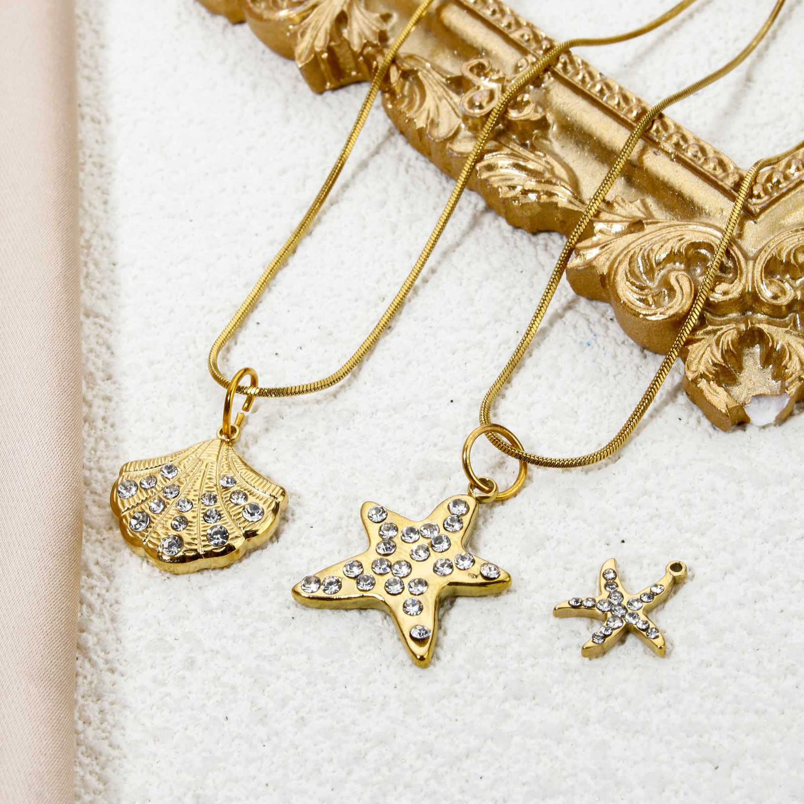 Picture of Eco-friendly Vacuum Plating 304 Stainless Steel Ocean Jewelry Charms Gold Plated Tortoise Animal Star Fish