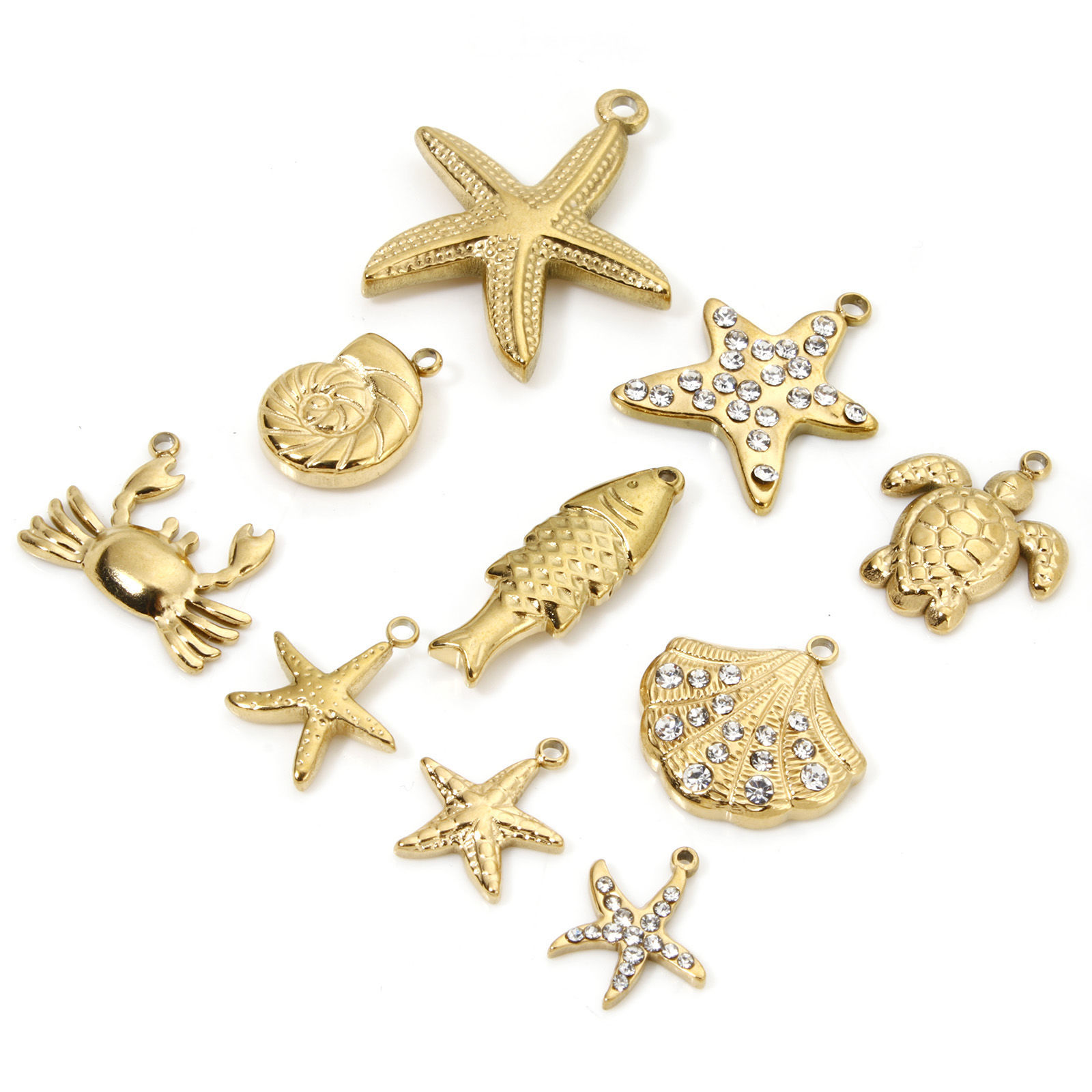 Picture of Eco-friendly Vacuum Plating 304 Stainless Steel Ocean Jewelry Charms Gold Plated Tortoise Animal Star Fish