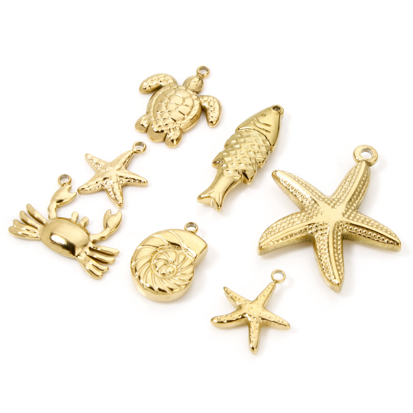 Picture of Eco-friendly Vacuum Plating 304 Stainless Steel Ocean Jewelry Charms Gold Plated Tortoise Animal Star Fish