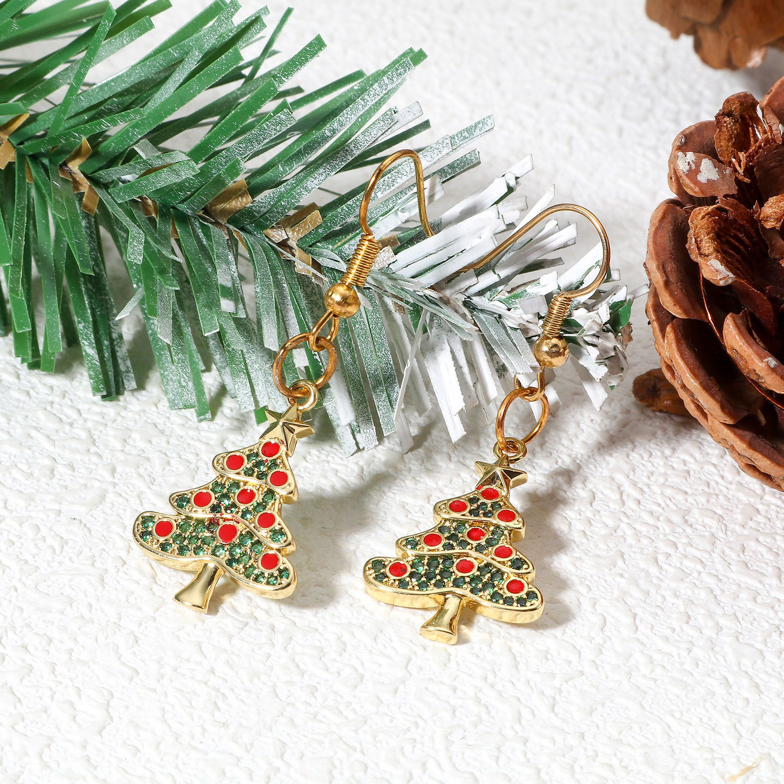 Bild von Messing Charms Weihnachten Weihnachtsbaum Micro Pave Bunt Zirkonia
