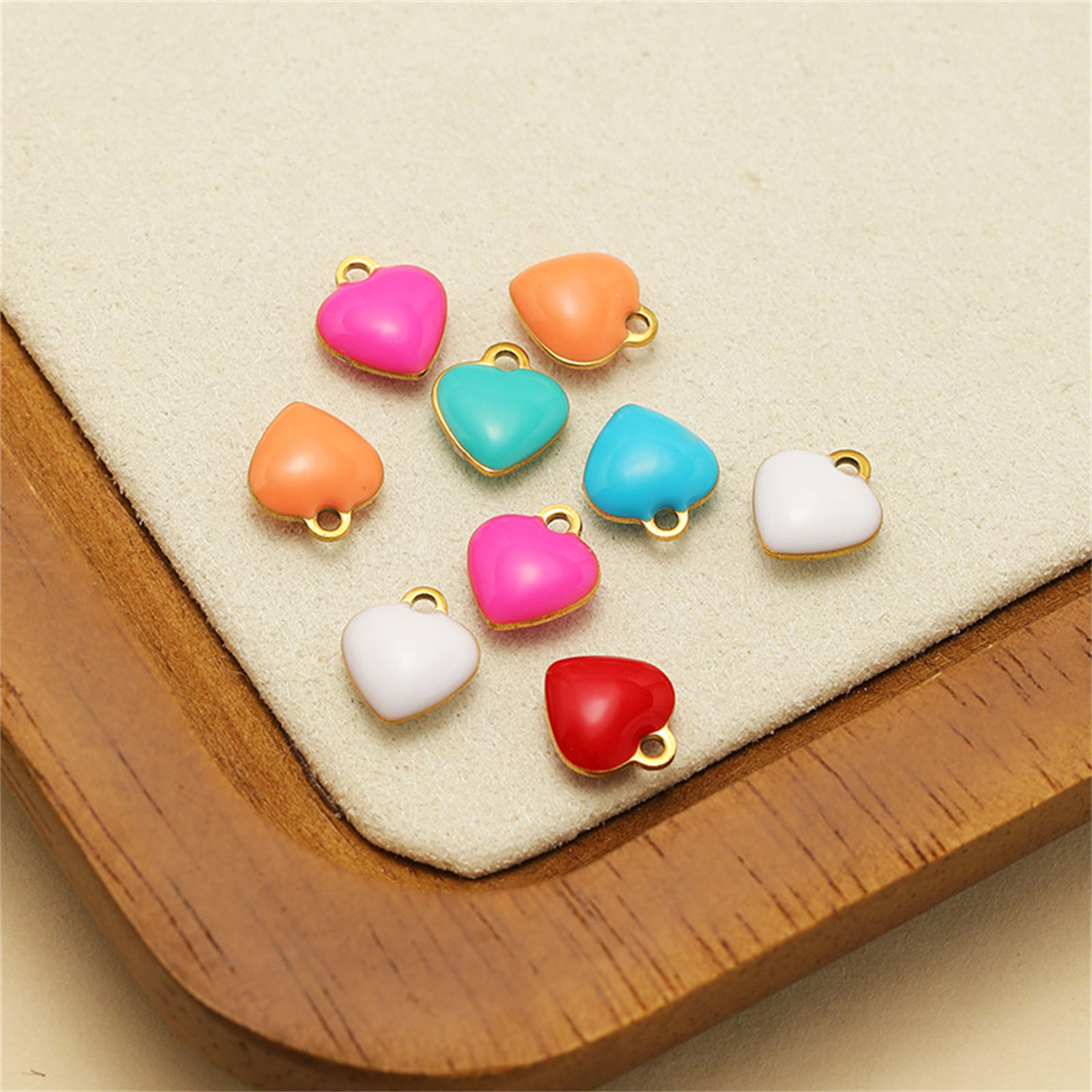 Immagine di 20 Pz 304 Acciaio Inossidabile San Valentino Ciondoli Cuore Multicolore Smalto a Doppia Faccia 9mm x 8mm