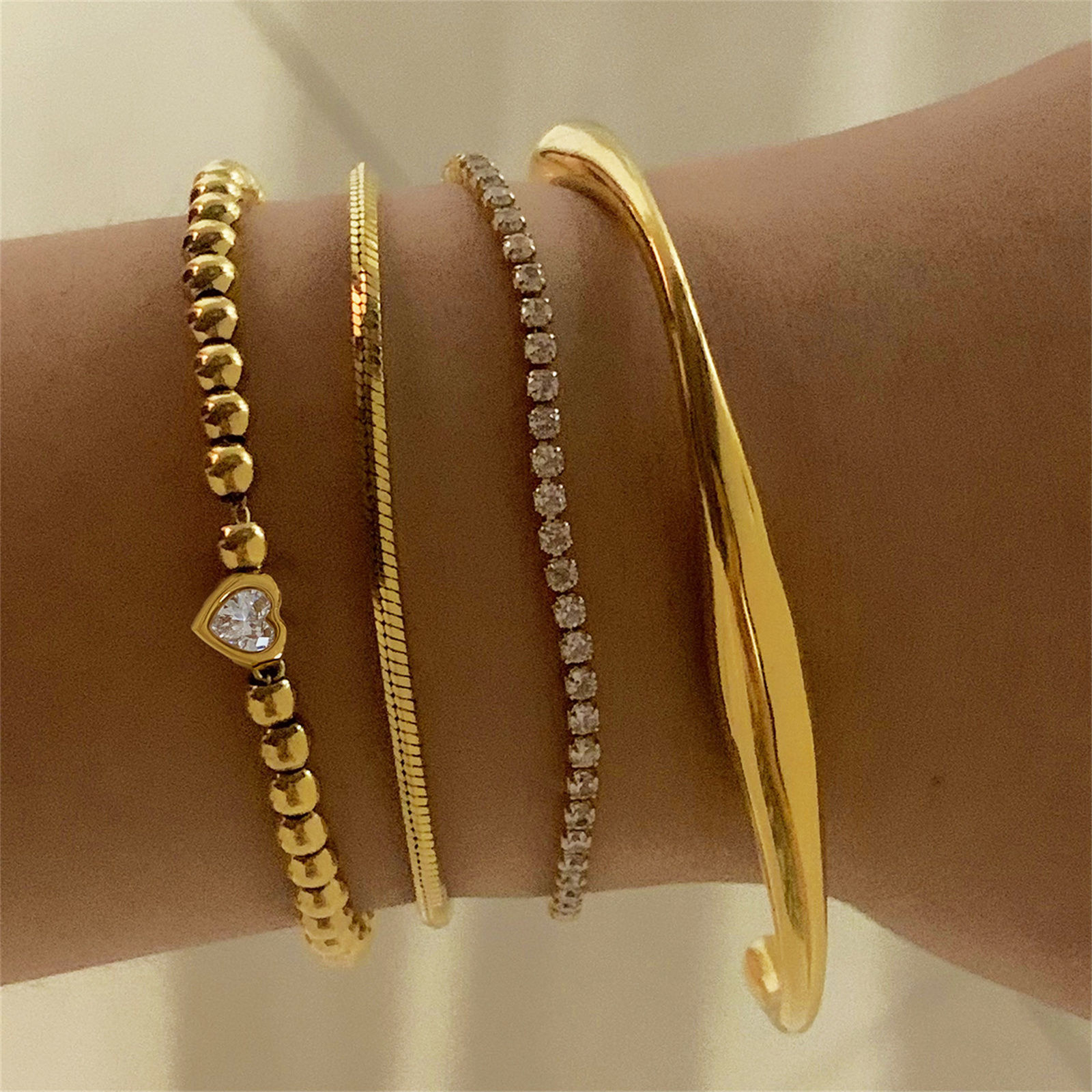 Immagine di 1 Pz Ecologico Semplice Vero Oro Placcato 304 Acciaio Inossidabile Braccialetti