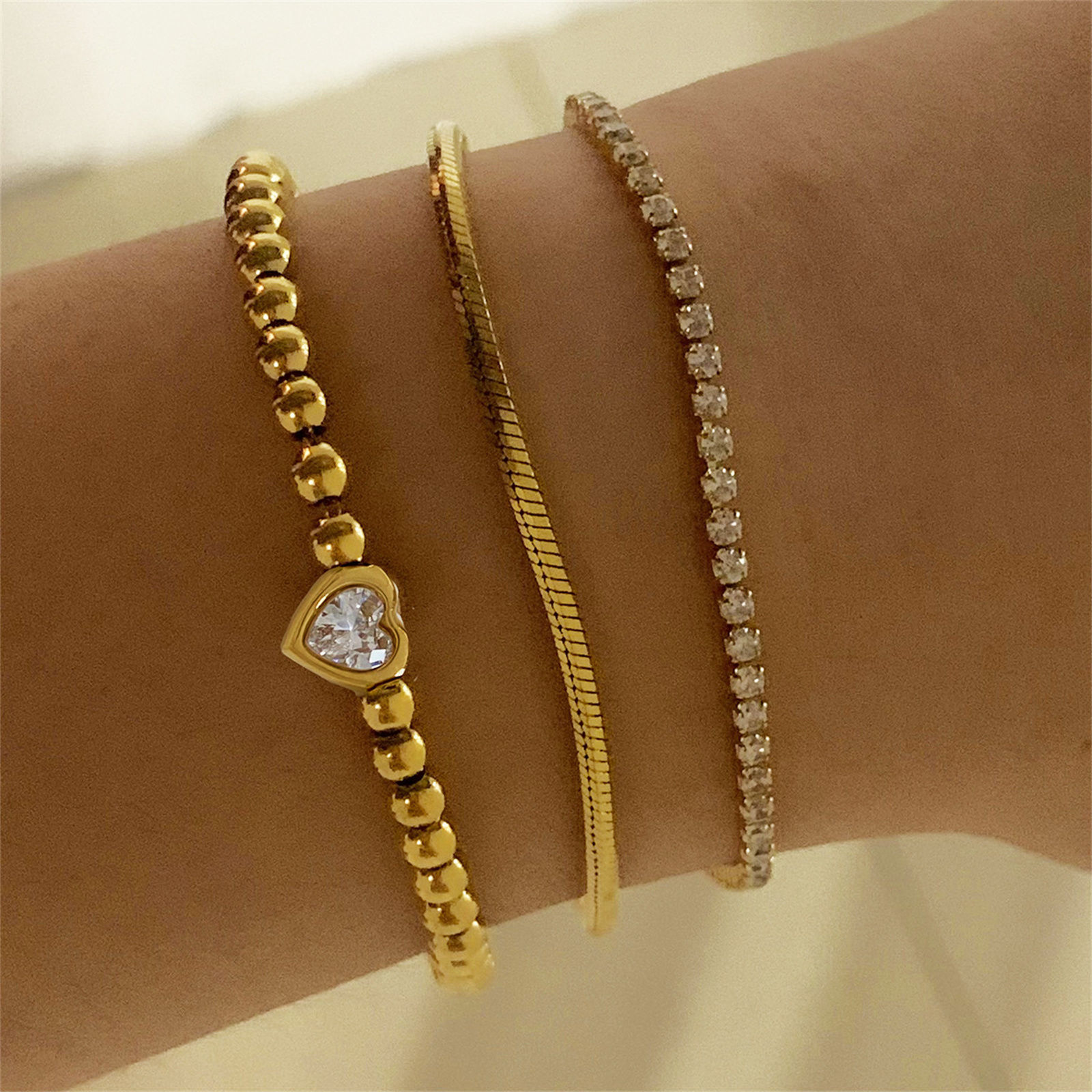 Immagine di 1 Pz Ecologico Semplice Vero Oro Placcato 304 Acciaio Inossidabile Braccialetti