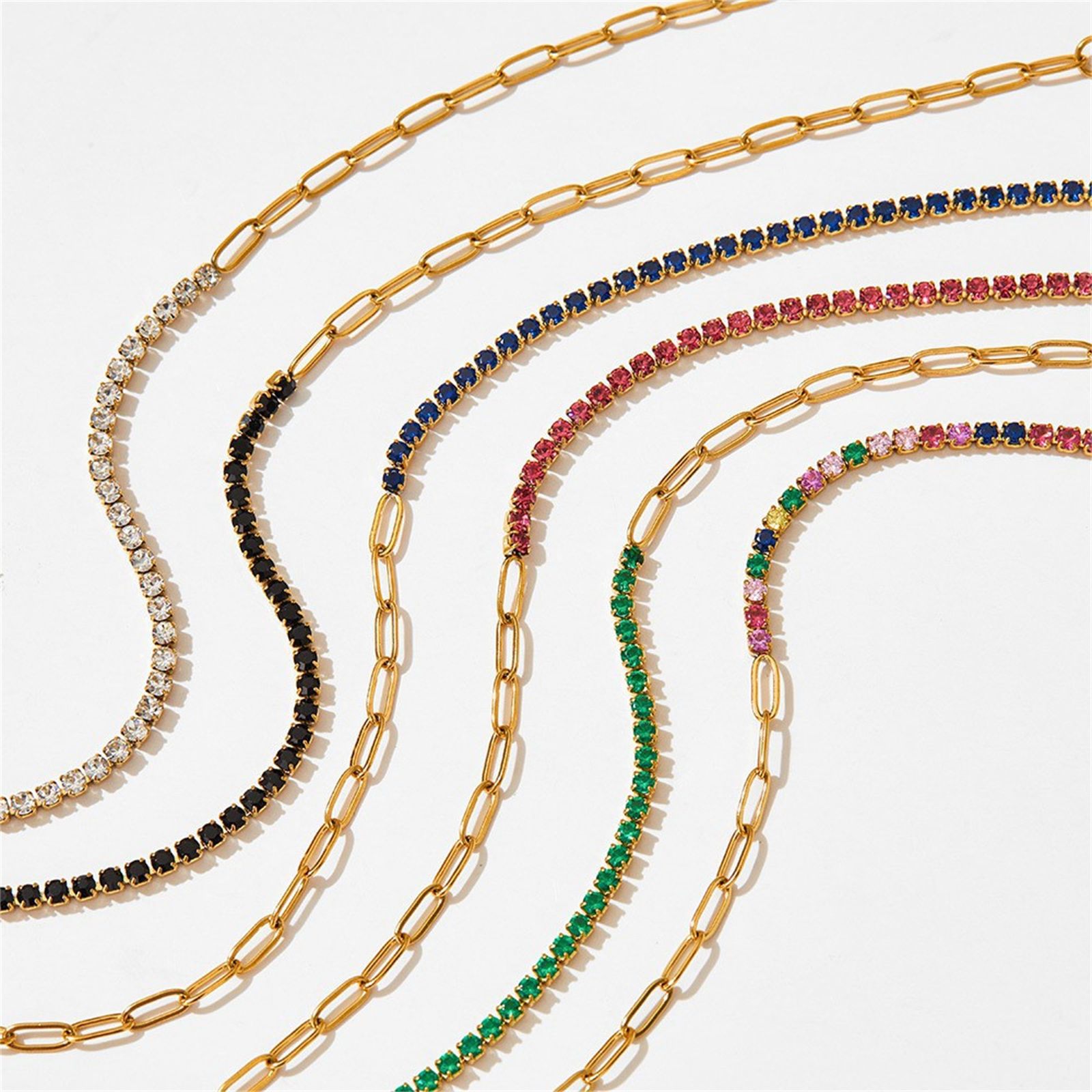 Picture of Eco-friendly Simple Real Gold Plated 304 Stainless Steel Splicing Bracelets 17cm(6.7") long