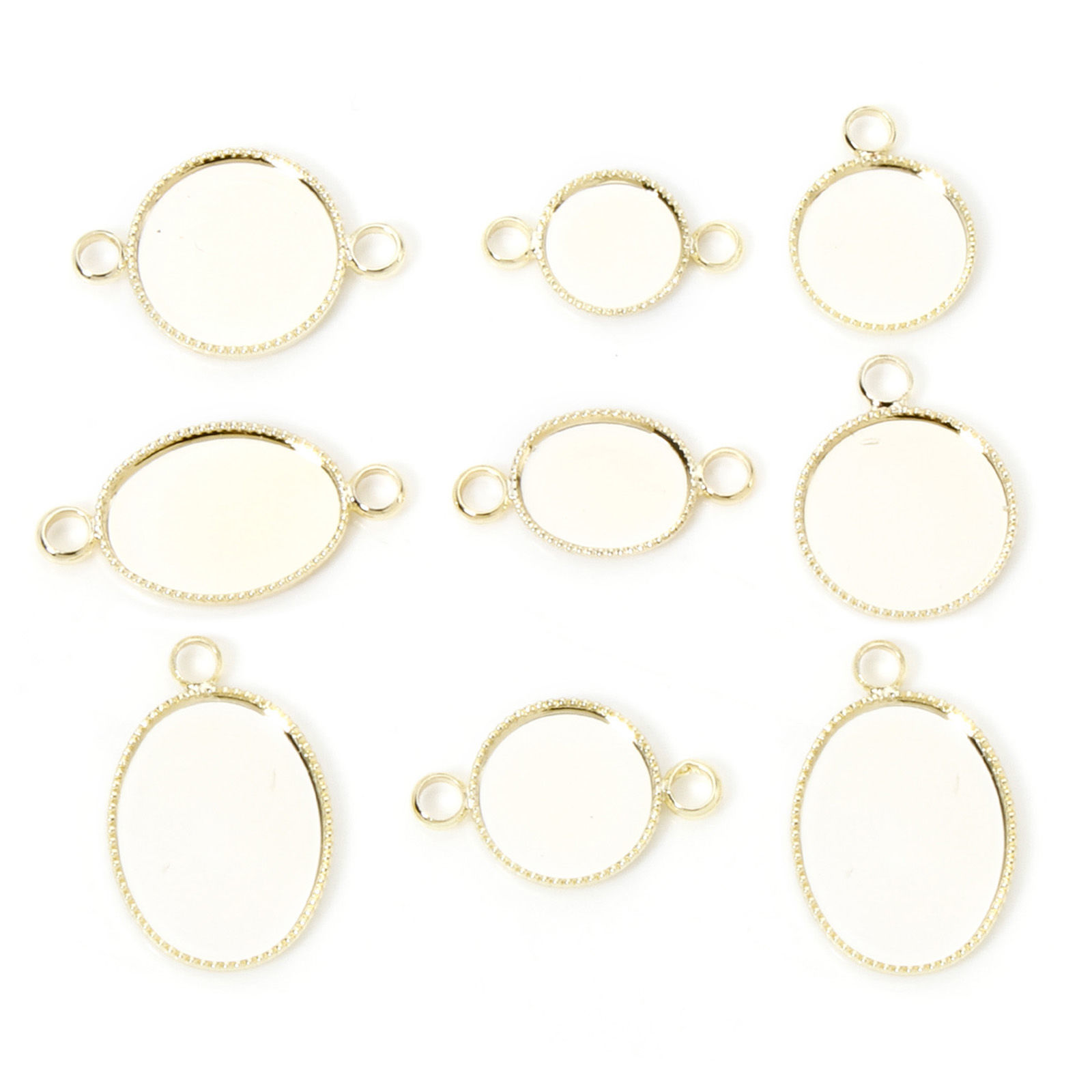 Picture of Eco-friendly Brass Blank Base Pendants For Cameo DIY Jewelry Making Accessories 14K Real Gold Plated Round Oval