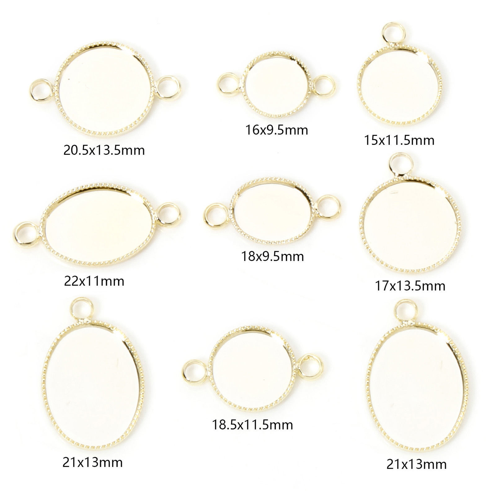 Picture of Eco-friendly Brass Blank Base Pendants For Cameo DIY Jewelry Making Accessories 14K Real Gold Plated Round Oval
