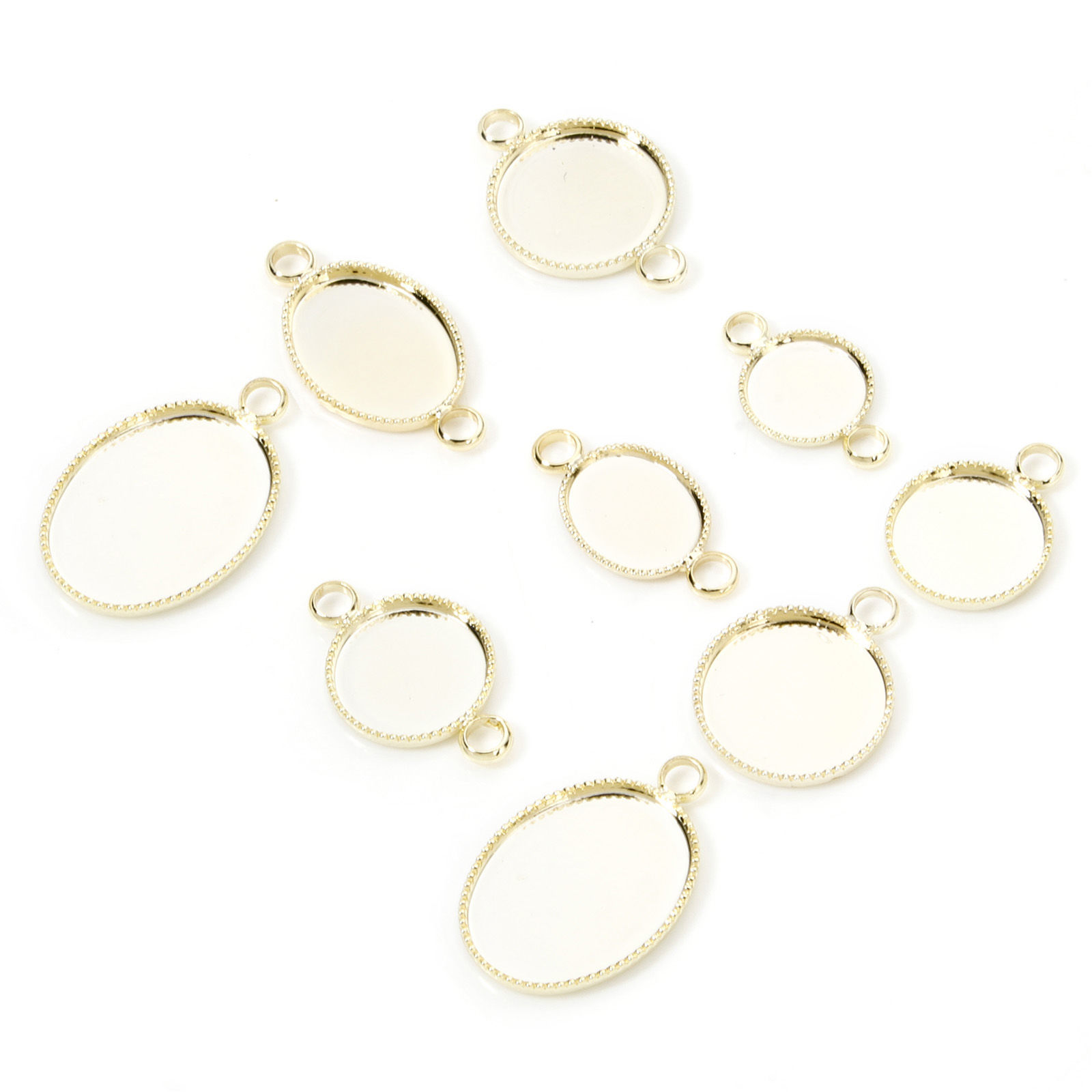 Picture of Eco-friendly Brass Blank Base Pendants For Cameo DIY Jewelry Making Accessories 14K Real Gold Plated Round Oval