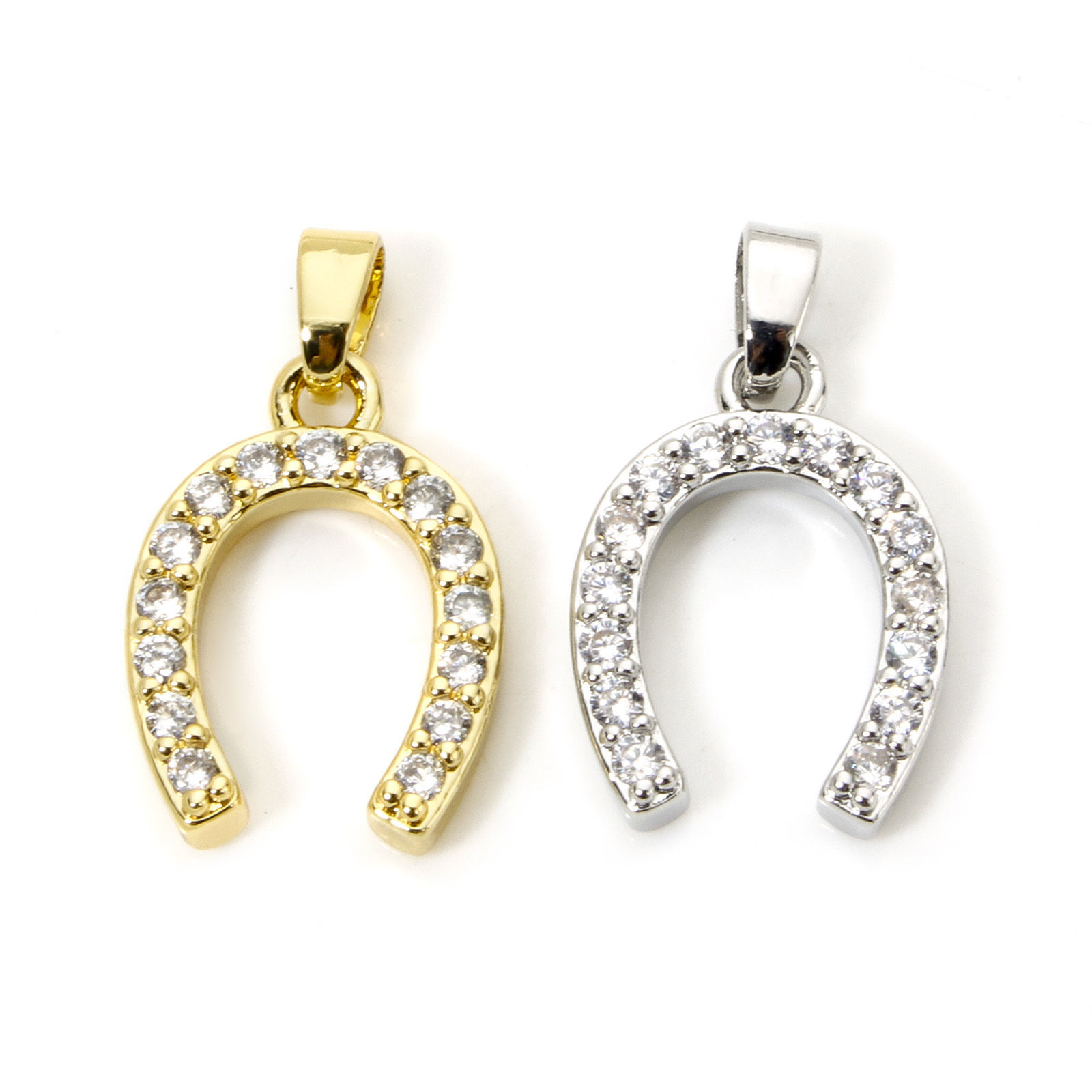 Image de 2 Pcs Pendentif Breloque Cowboy de l'Ouest en Laiton Empreintes de Cheval Multicolore Micro Pave à Zircone Cubique Clair 21mm x 12.5mm