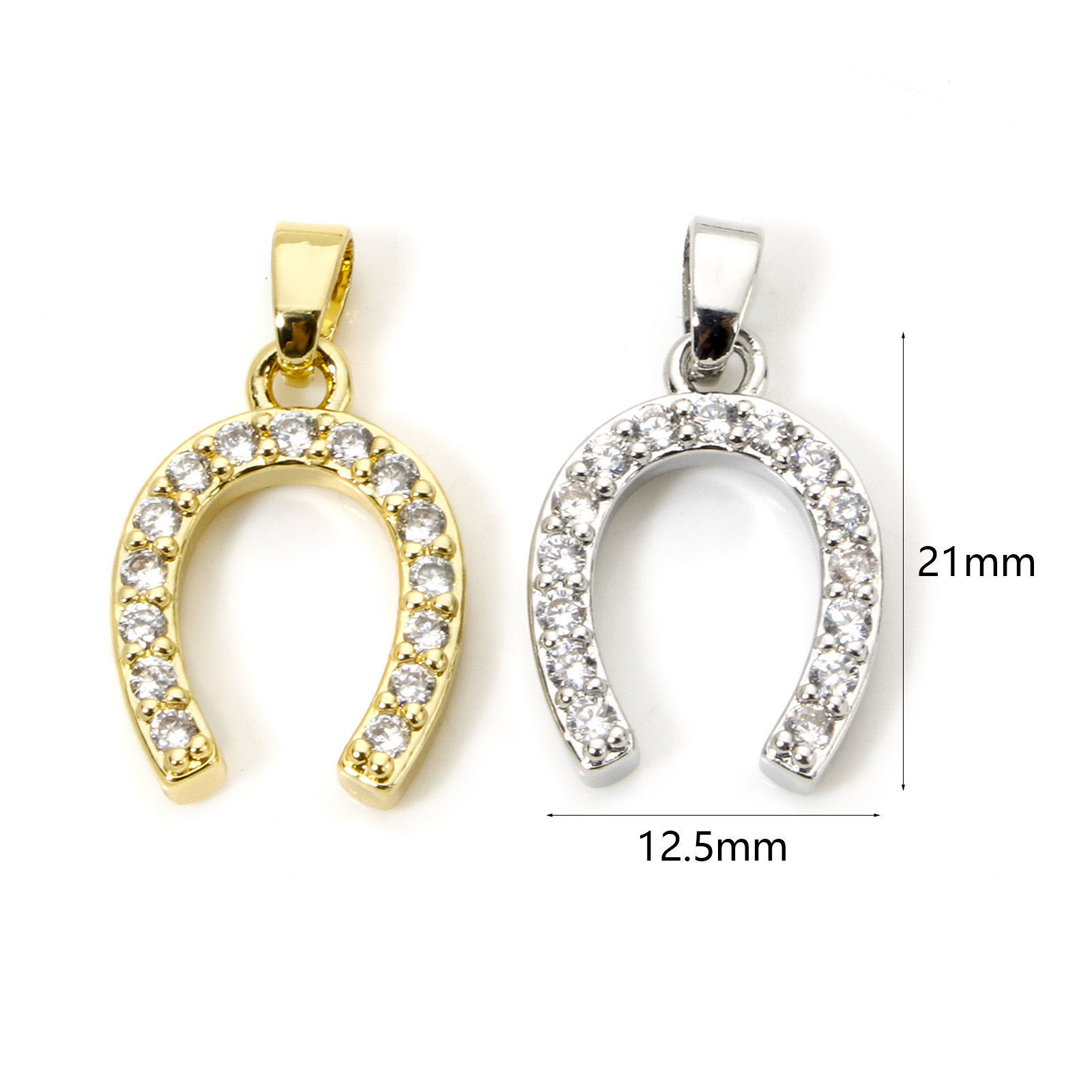 Image de 2 Pcs Pendentif Breloque Cowboy de l'Ouest en Laiton Empreintes de Cheval Multicolore Micro Pave à Zircone Cubique Clair 21mm x 12.5mm