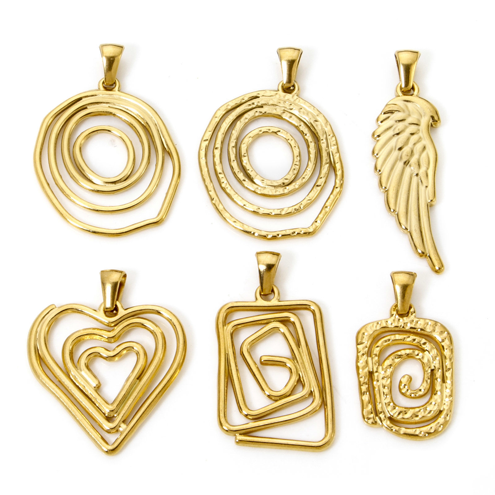 Picture of Eco-friendly Vacuum Plating 304 Stainless Steel Pendants Gold Plated Irregular Spiral