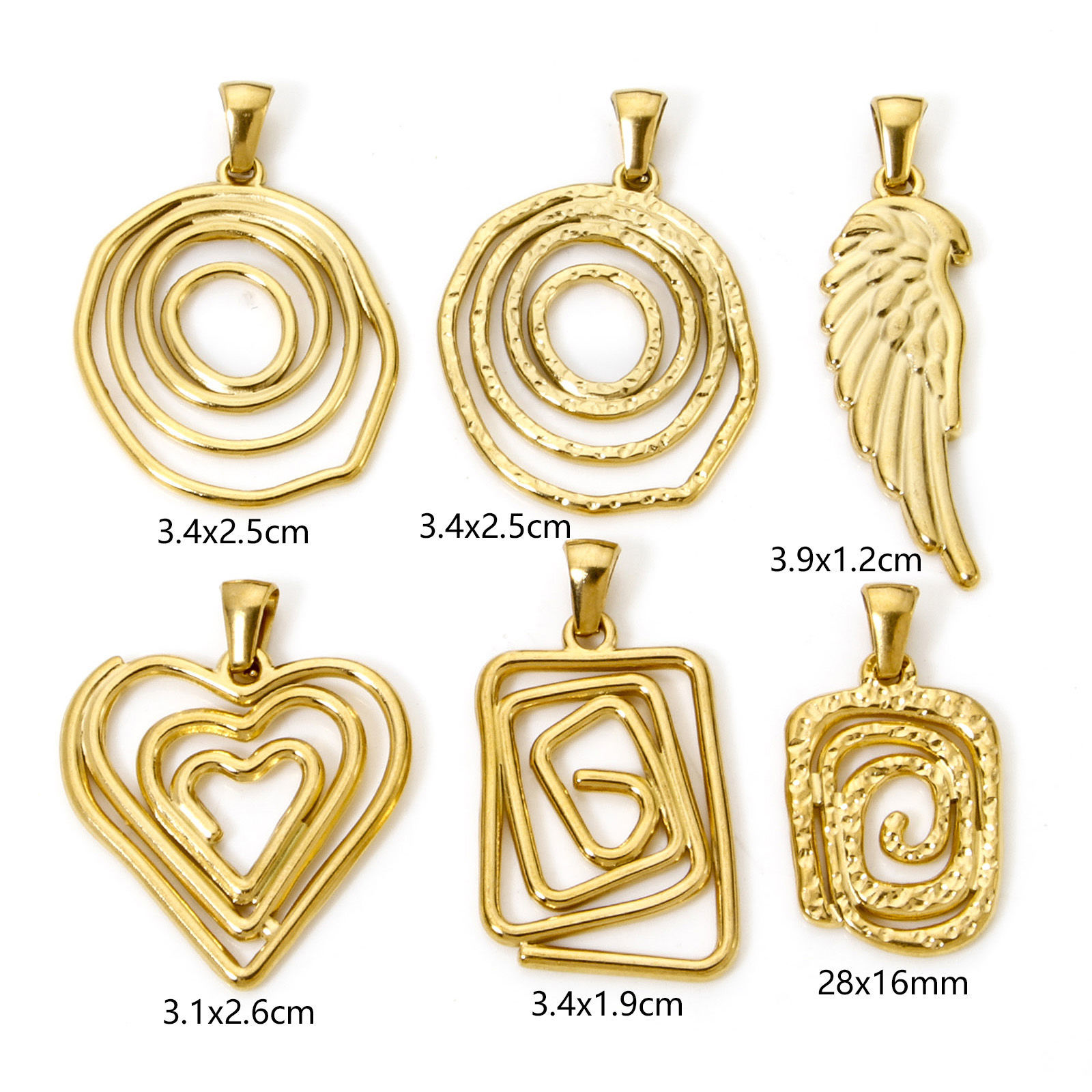 Picture of Eco-friendly Vacuum Plating 304 Stainless Steel Pendants Gold Plated Irregular Spiral