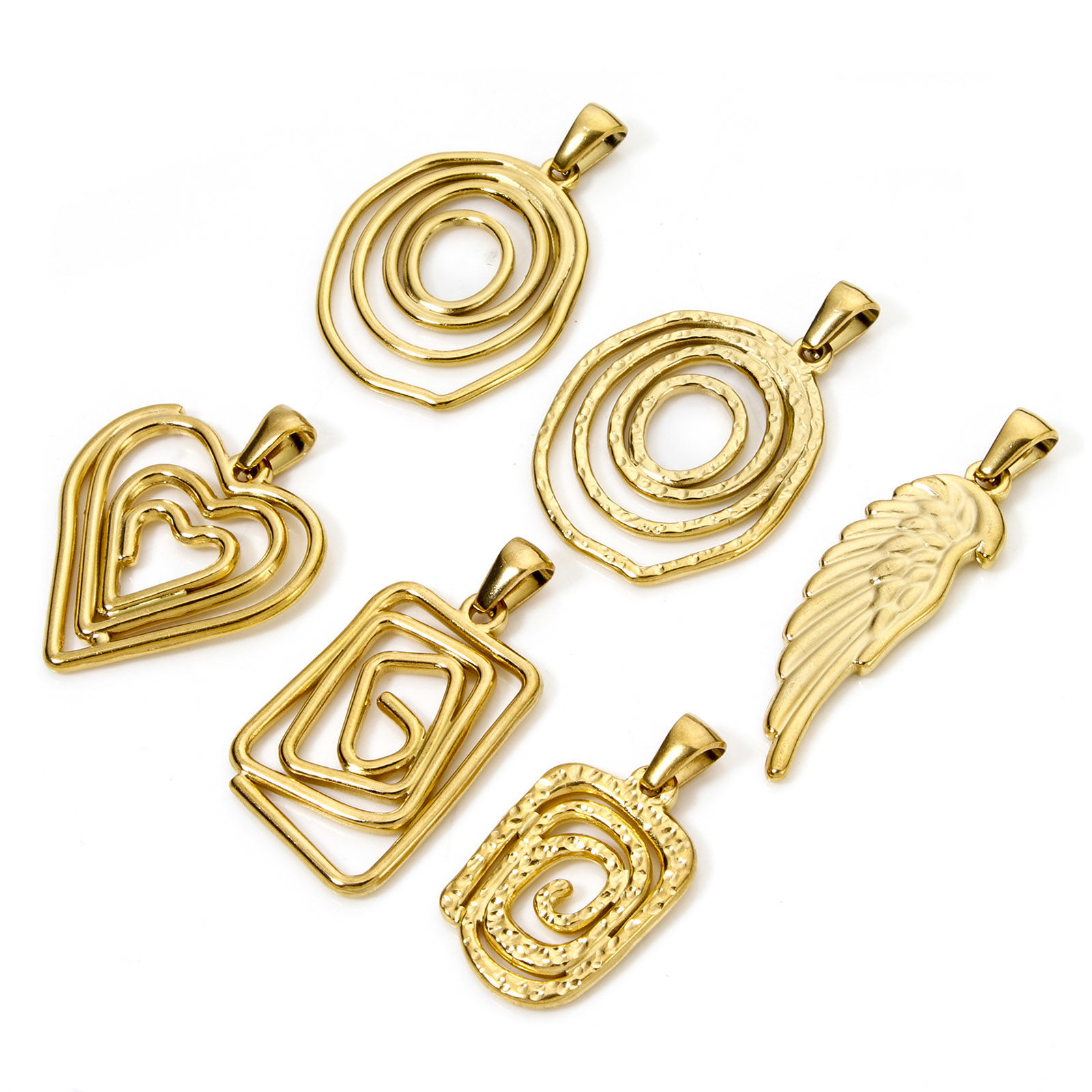 Picture of Eco-friendly Vacuum Plating 304 Stainless Steel Pendants Gold Plated Irregular Spiral