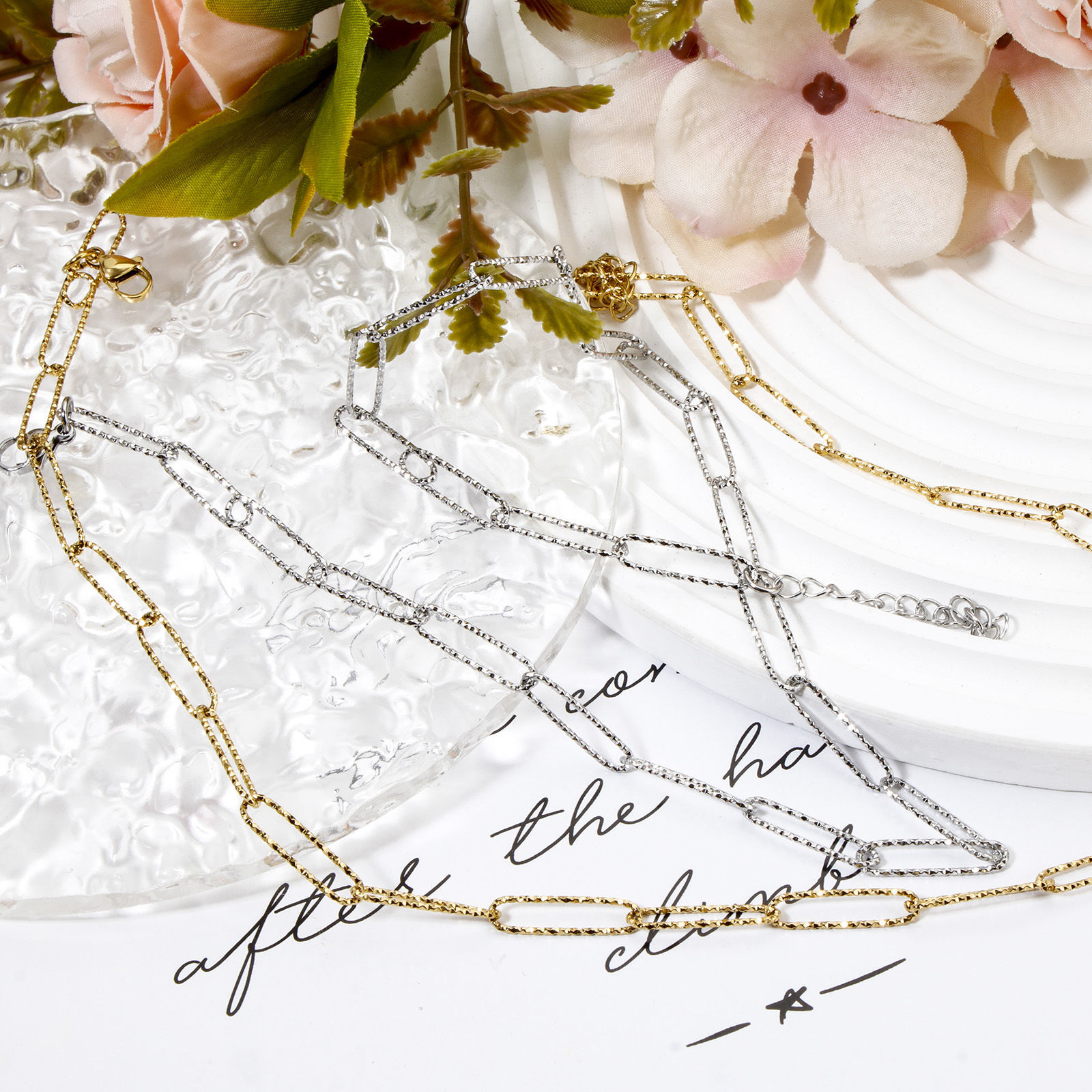 Picture of 304 Stainless Steel Paperclip Chain Necklace For DIY Jewelry Making Multicolor 46cm(18.1") long