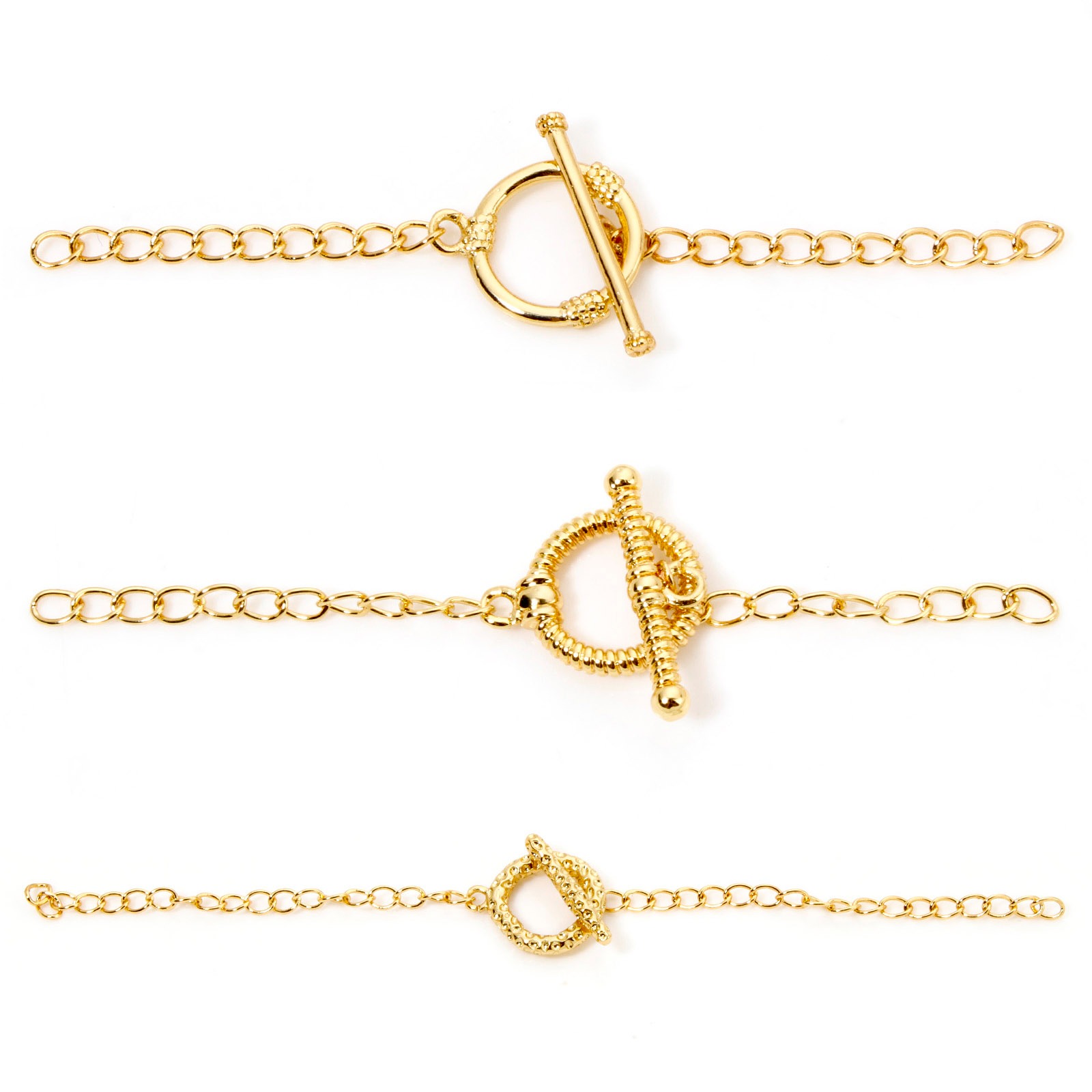 Picture of Eco-friendly Brass Toggle Clasps Round 18K Real Gold Plated With Extender Chain