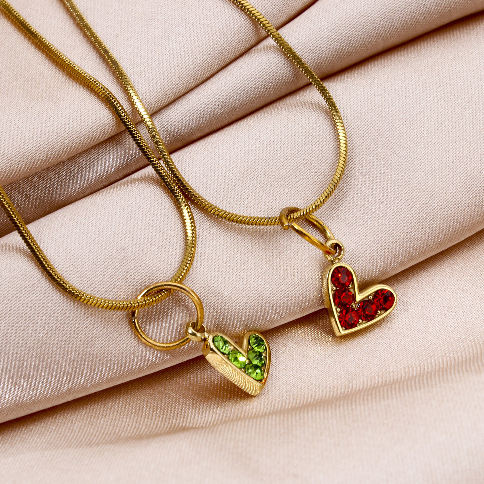 Immagine di 1 Pz Placcatura Sottovuoto Ecologica 304 Acciaio Inossidabile San Valentino Ciondoli Cuore 14K Vero Oro Placcato Multicolore Strass 10mm x 9mm