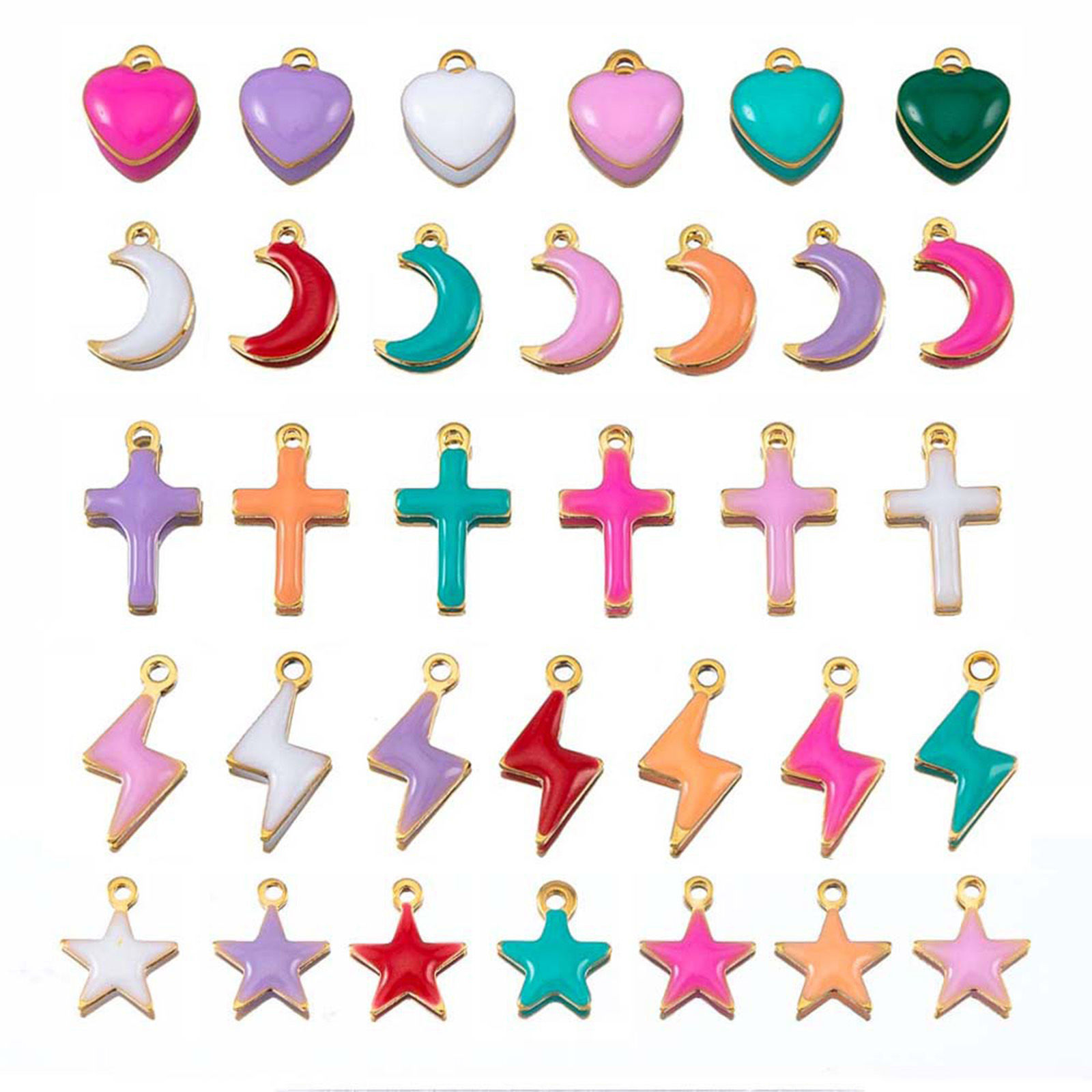 Picture of 304 Stainless Steel Charms Gold Plated At Random Mixed Color Enamel