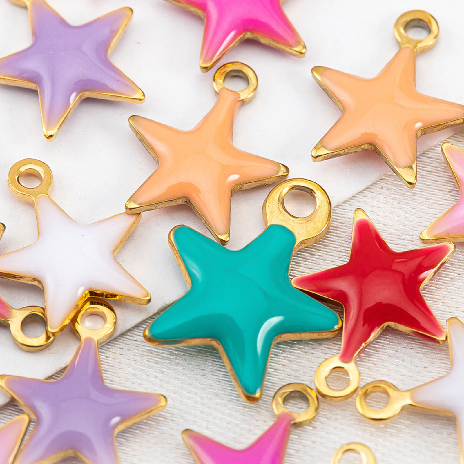 Picture of 304 Stainless Steel Charms Gold Plated At Random Mixed Color Enamel